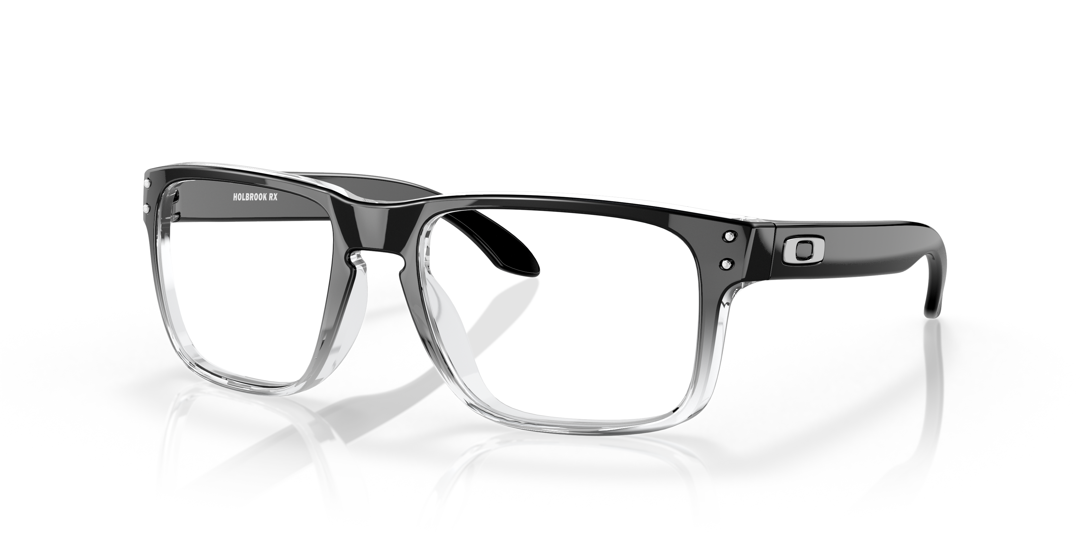 Holbrook™ Polished Black Clear Fade KunststoffEyeglass Frames von B24, Dreiviertelansicht