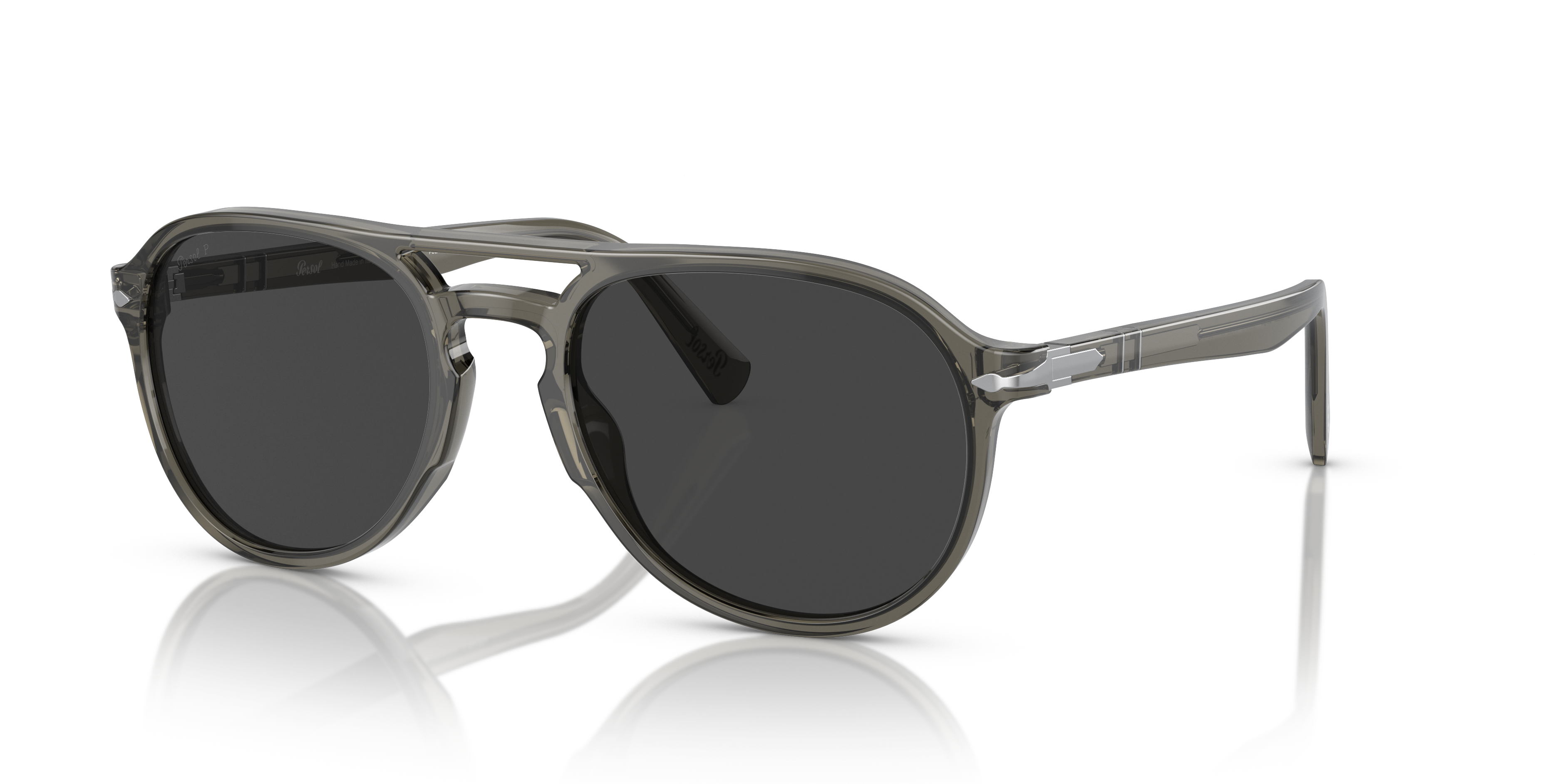 PO3235S Grau AcetatSunglass Frames von B24, Dreiviertelansicht