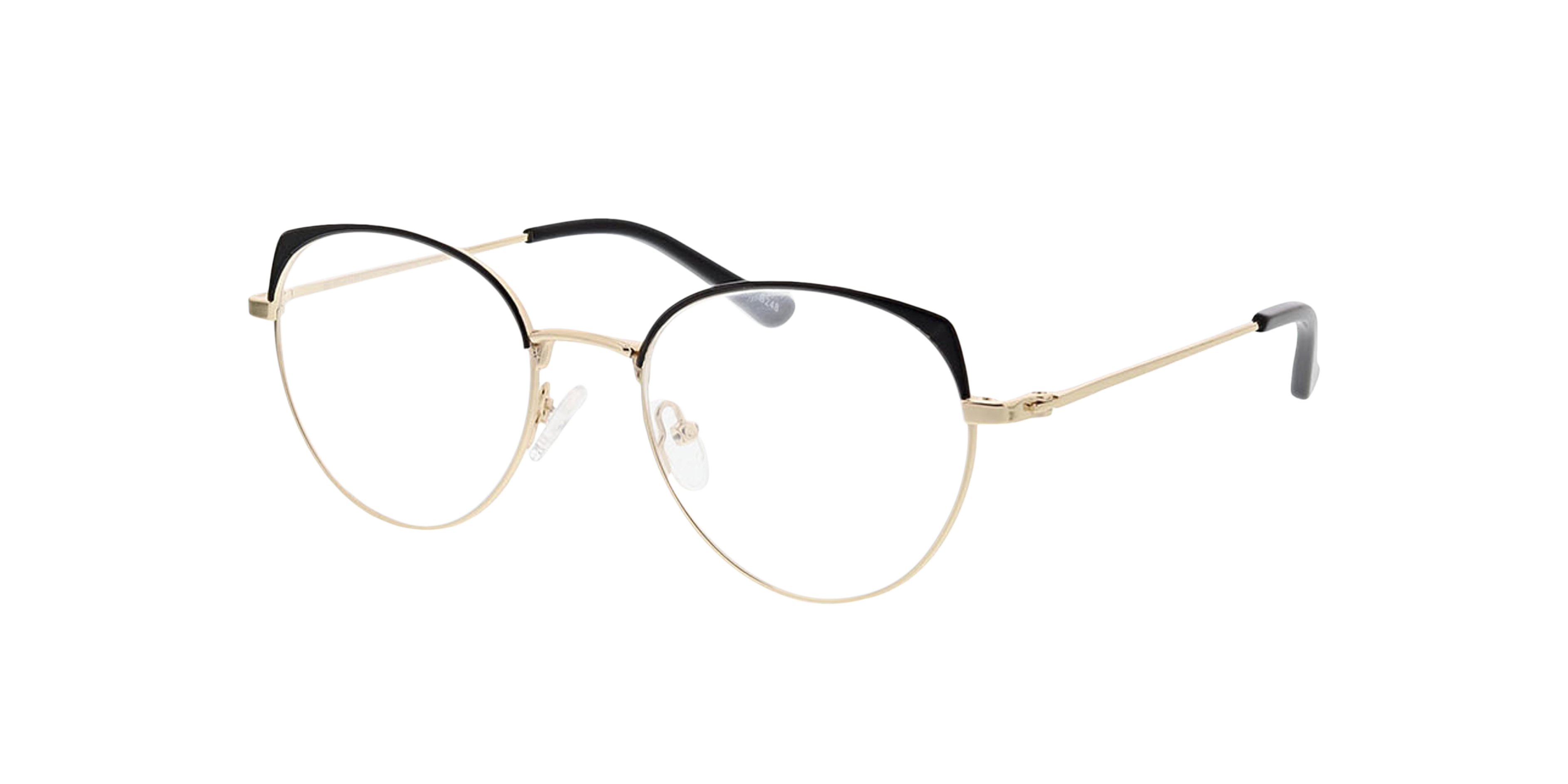 Alison Schwarz & Gold MetallEyeglass Frames von B24, Dreiviertelansicht