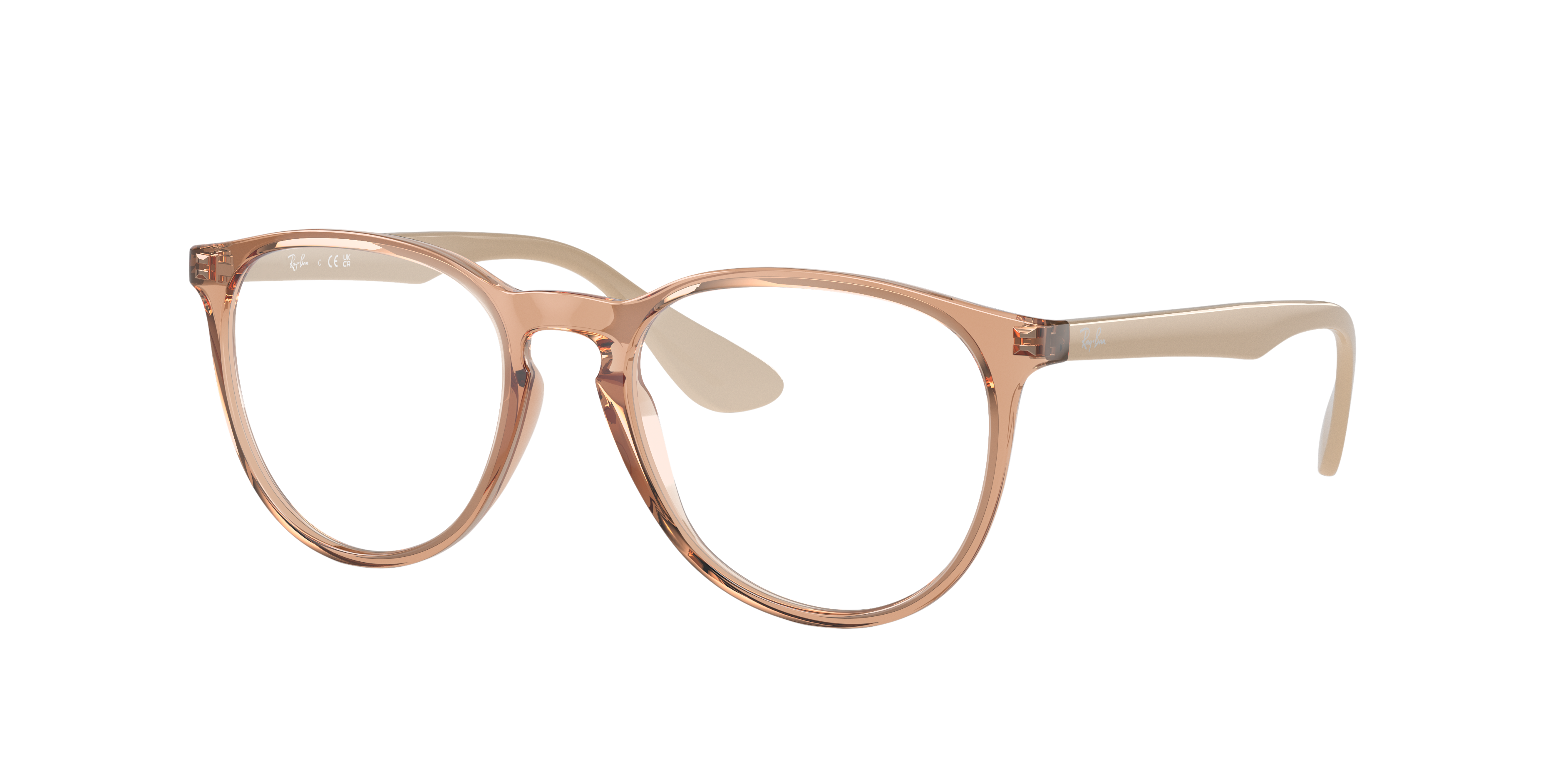 Erika Optics Transparant bruin KunststofEyeglass Frames van B24, Hoekweergave