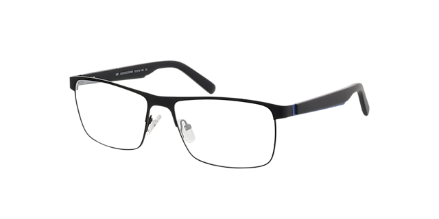 Aalborg Zwart & blauw MetaalEyeglass Frames van B24, Hoekweergave