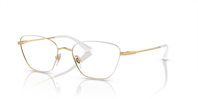 VO4163 Top wit & goud MetaalEyeglass Frames van B24, Hoekweergave