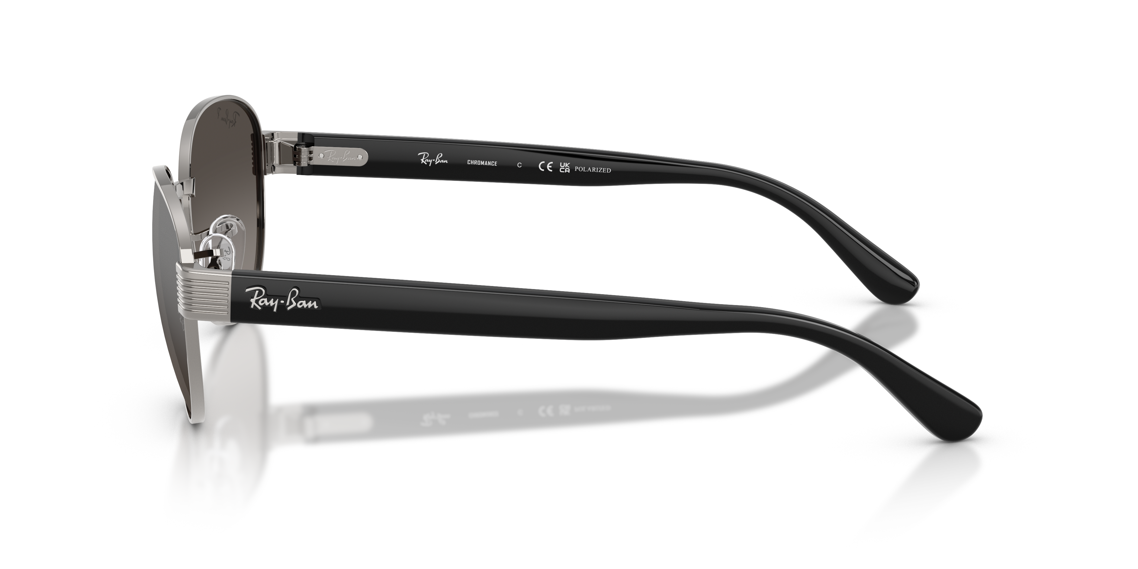 RB3766CH Staalgrijs MetaalSunglass Frames van B24, Zijaanzicht