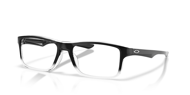 Plank 2.0 Polished Black Clear Fade KunststoffEyeglass Frames von B24, Dreiviertelansicht