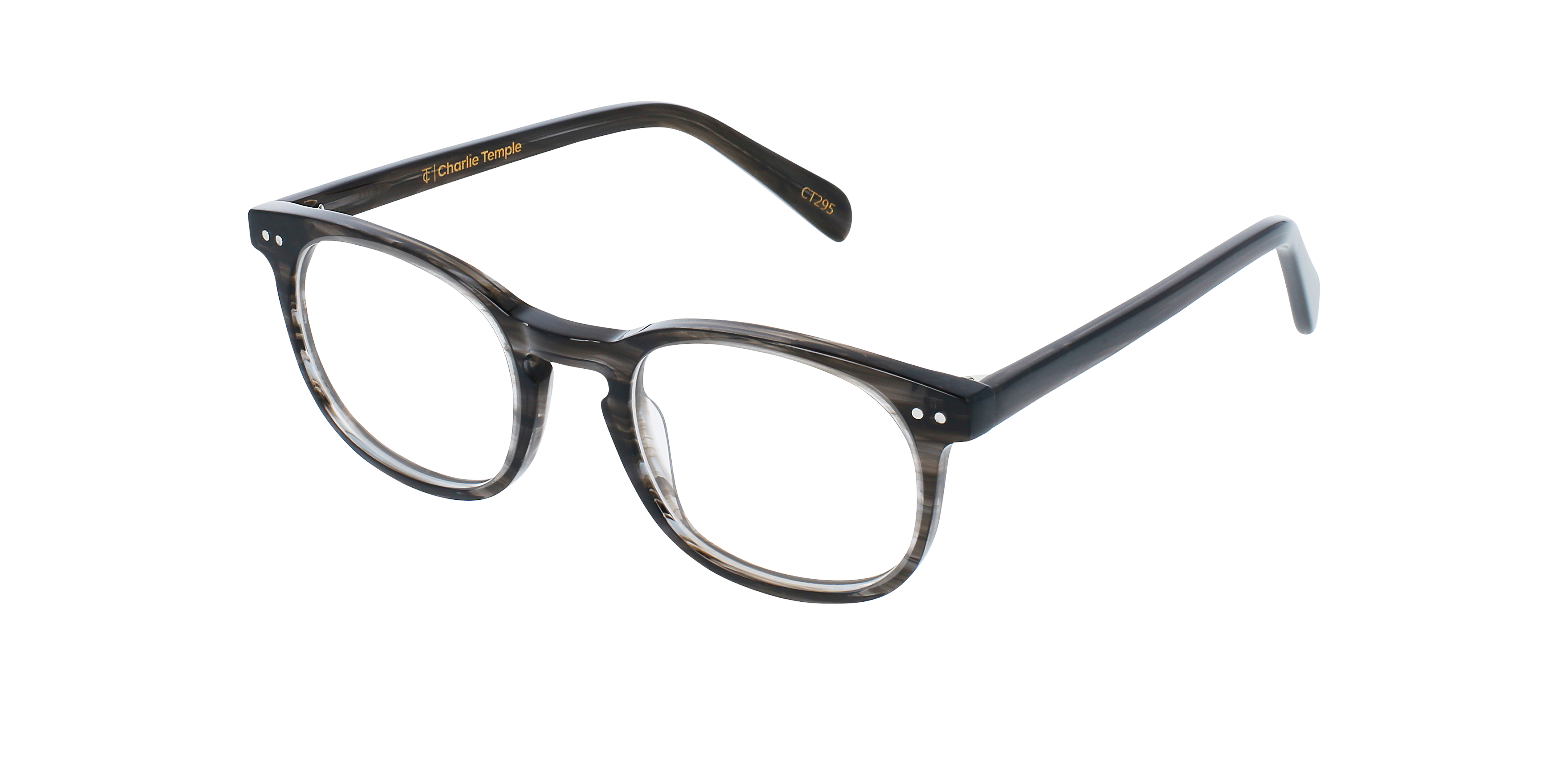 Clark Striped Gainsboro AcetaatEyeglass Frames van B24, Hoekweergave