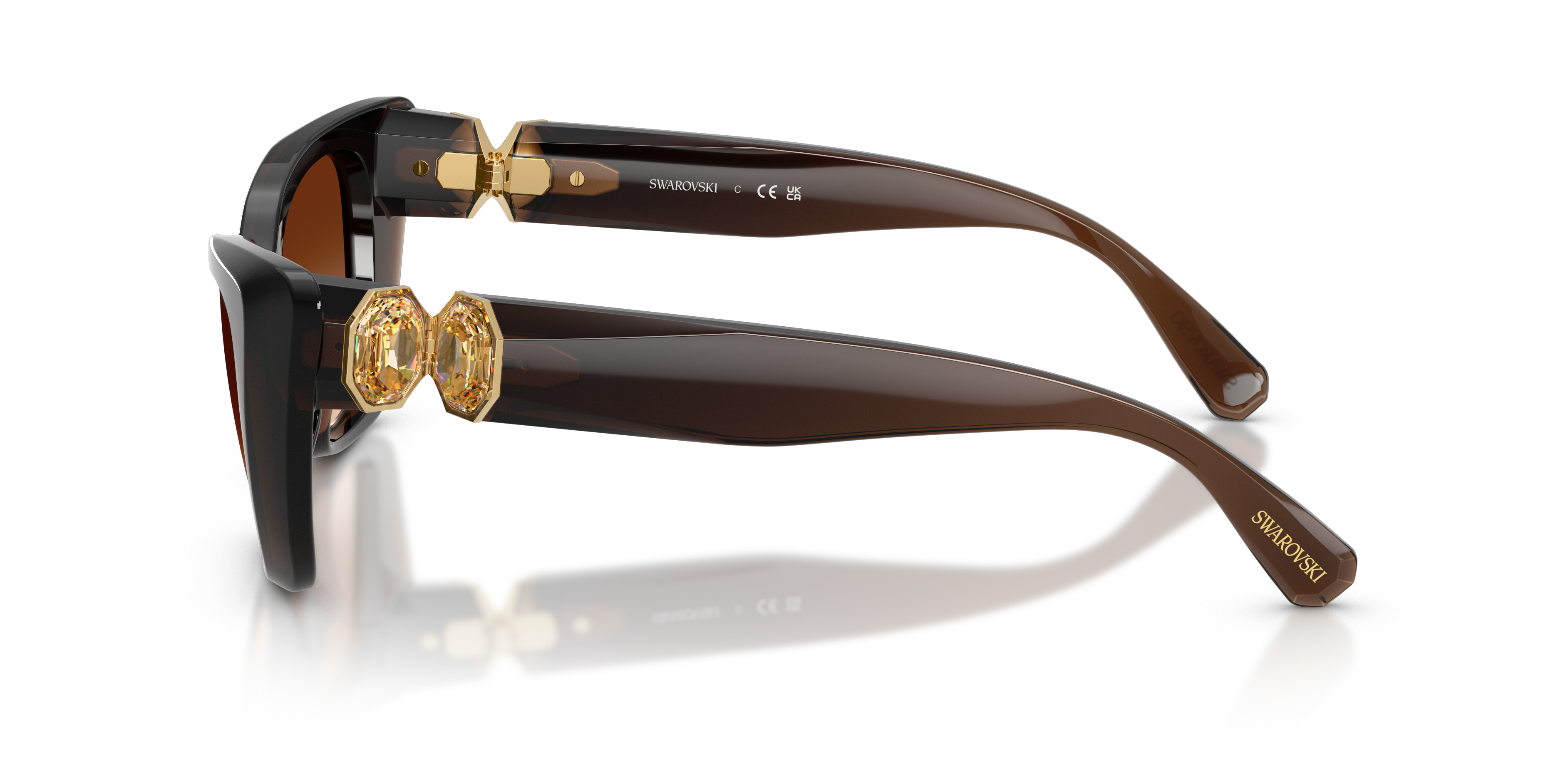 SK6047 Transparant bruin KunststofSunglass Frames van B24, Zijaanzicht