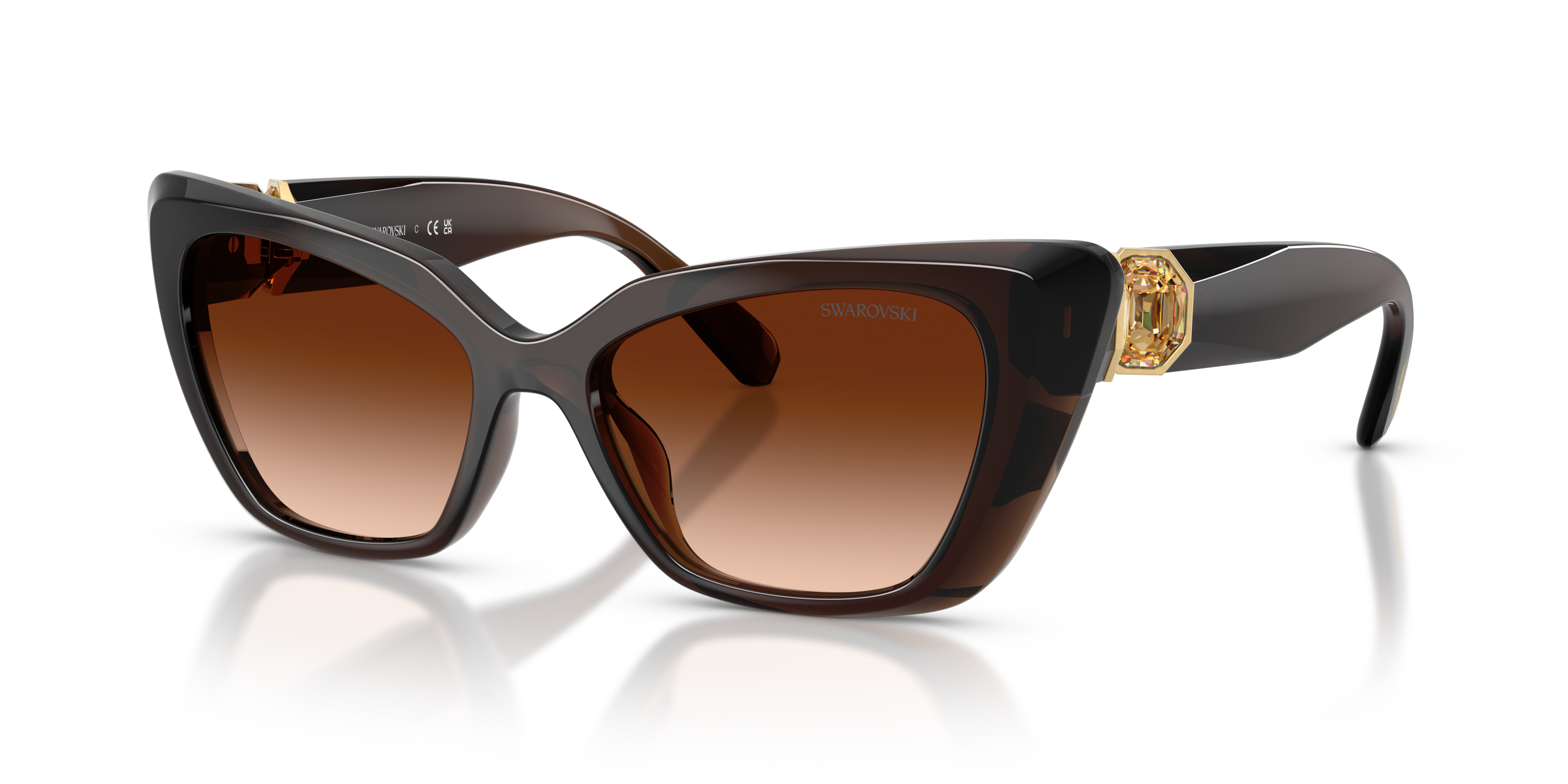 SK6047 Transparant bruin KunststofSunglass Frames van B24, Hoekweergave