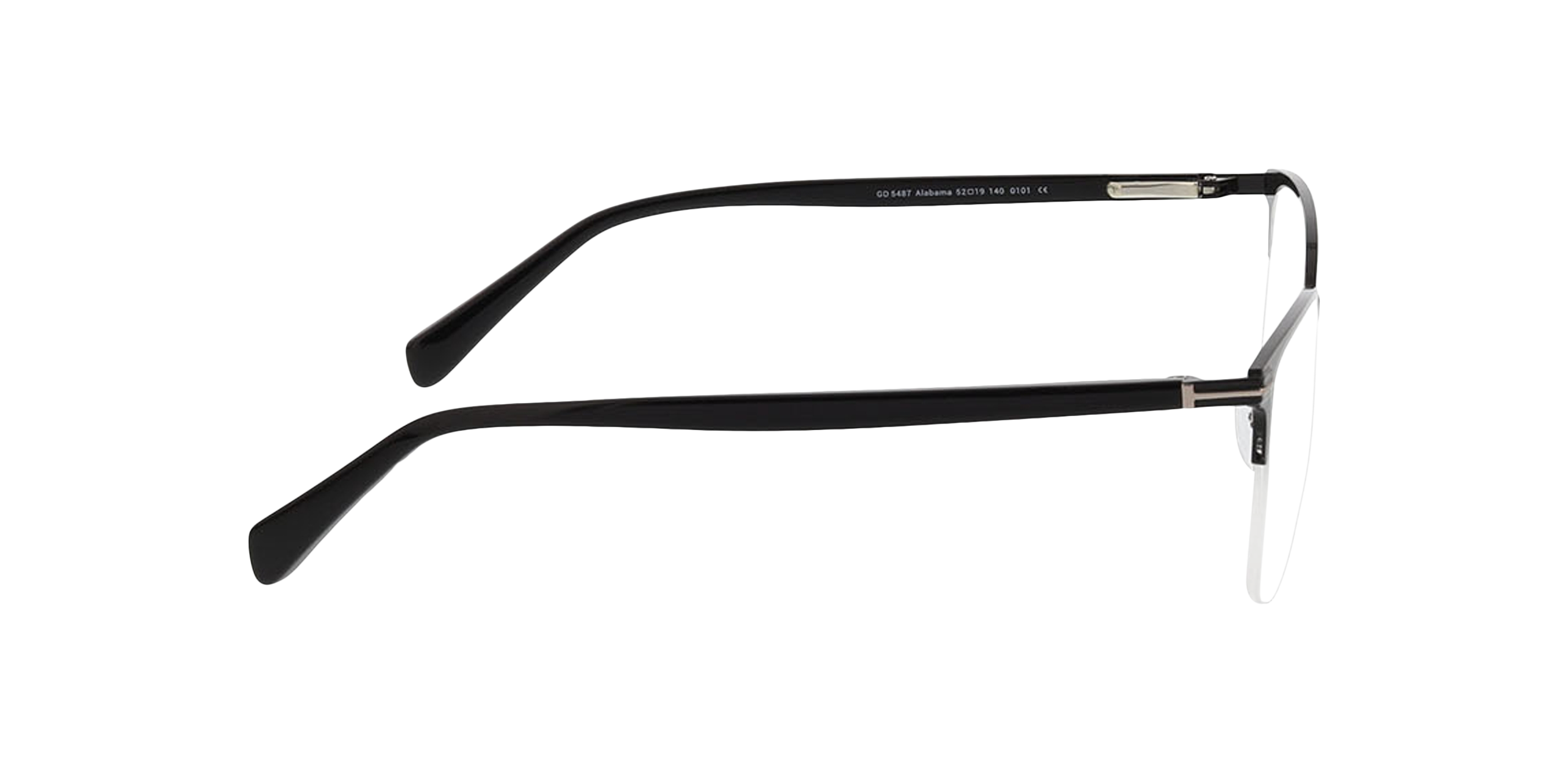 Alabama Matzwart  &  zwart MetaalEyeglass Frames van B24, Zijaanzicht