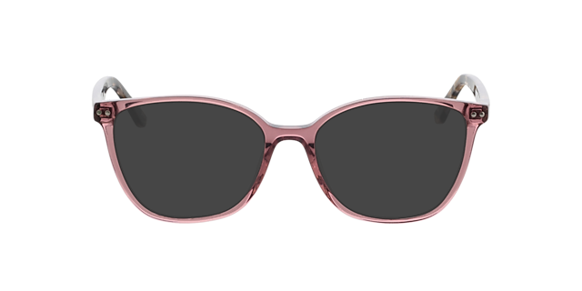 Rosy Kristal bordeauxrood  &  Havana AcetaatEyeglass Frames van B24, met getinte lenzen