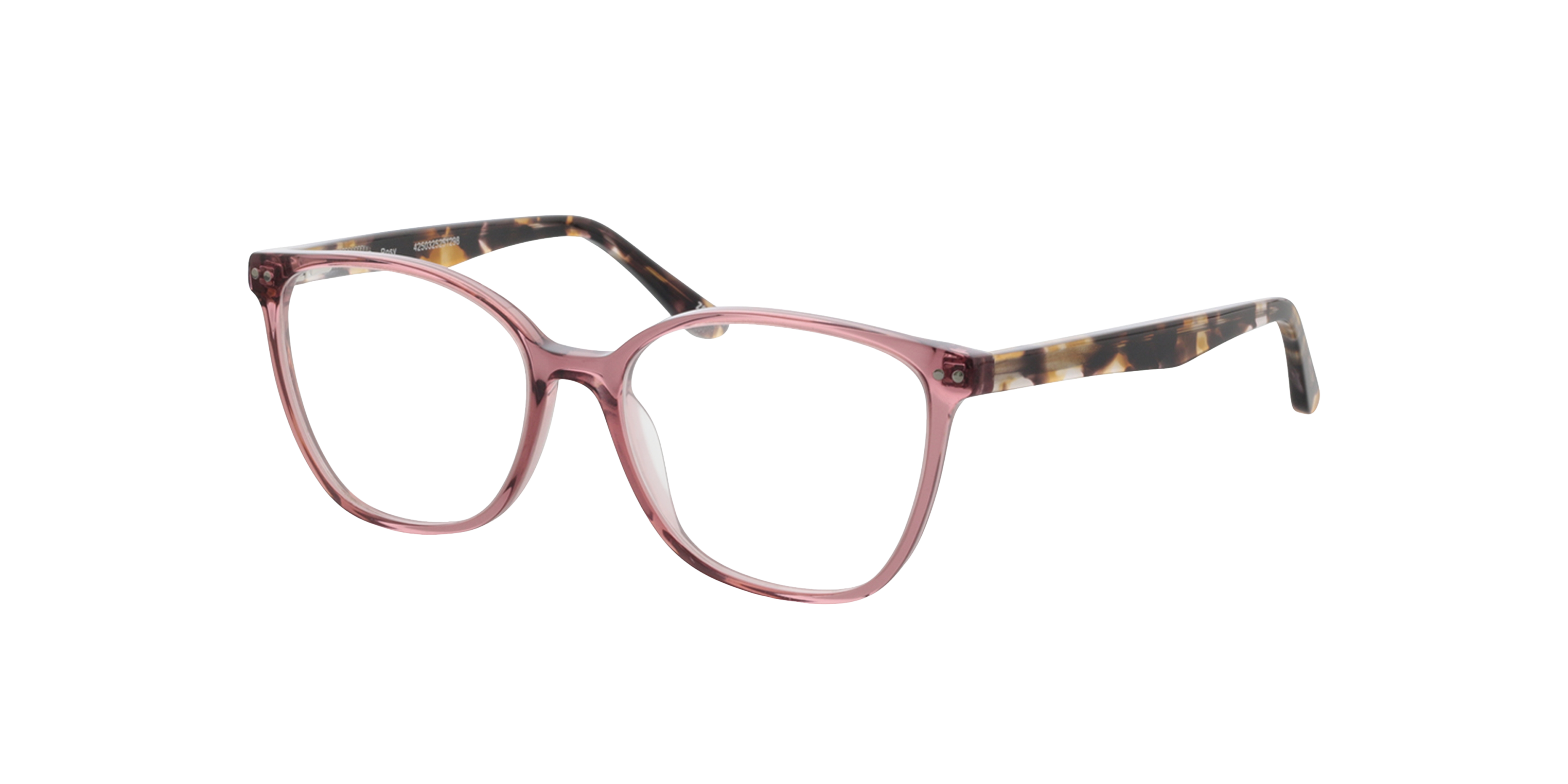 Rosy Kristal bordeauxrood  &  Havana AcetaatEyeglass Frames van B24, Hoekweergave