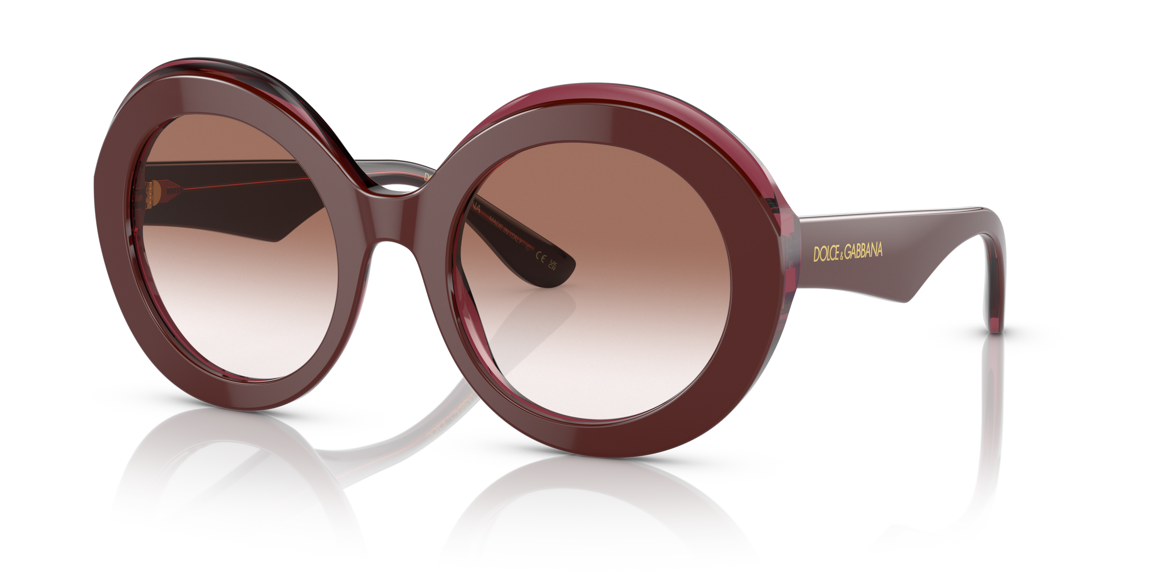 DG4418 Bordeaux & Bordeaux transparent AcetatSunglass Frames von B24, Dreiviertelansicht