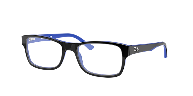 RB5268 Zwart op blauw AcetaatEyeglass Frames van B24, Hoekweergave