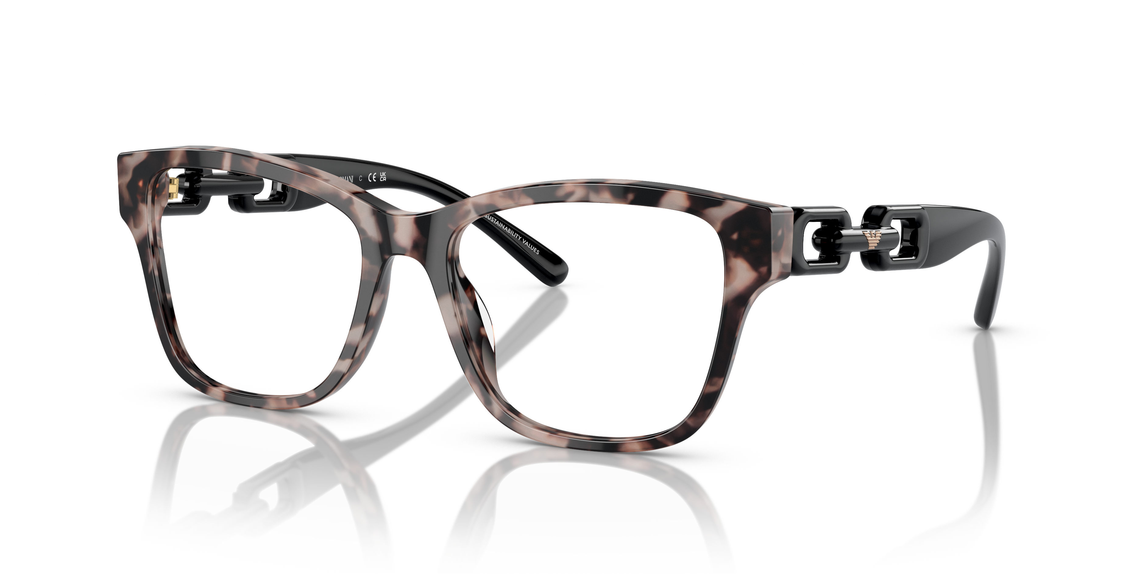 EA3222U Glanzend Roze Havana AcetaatEyeglass Frames van B24, Hoekweergave