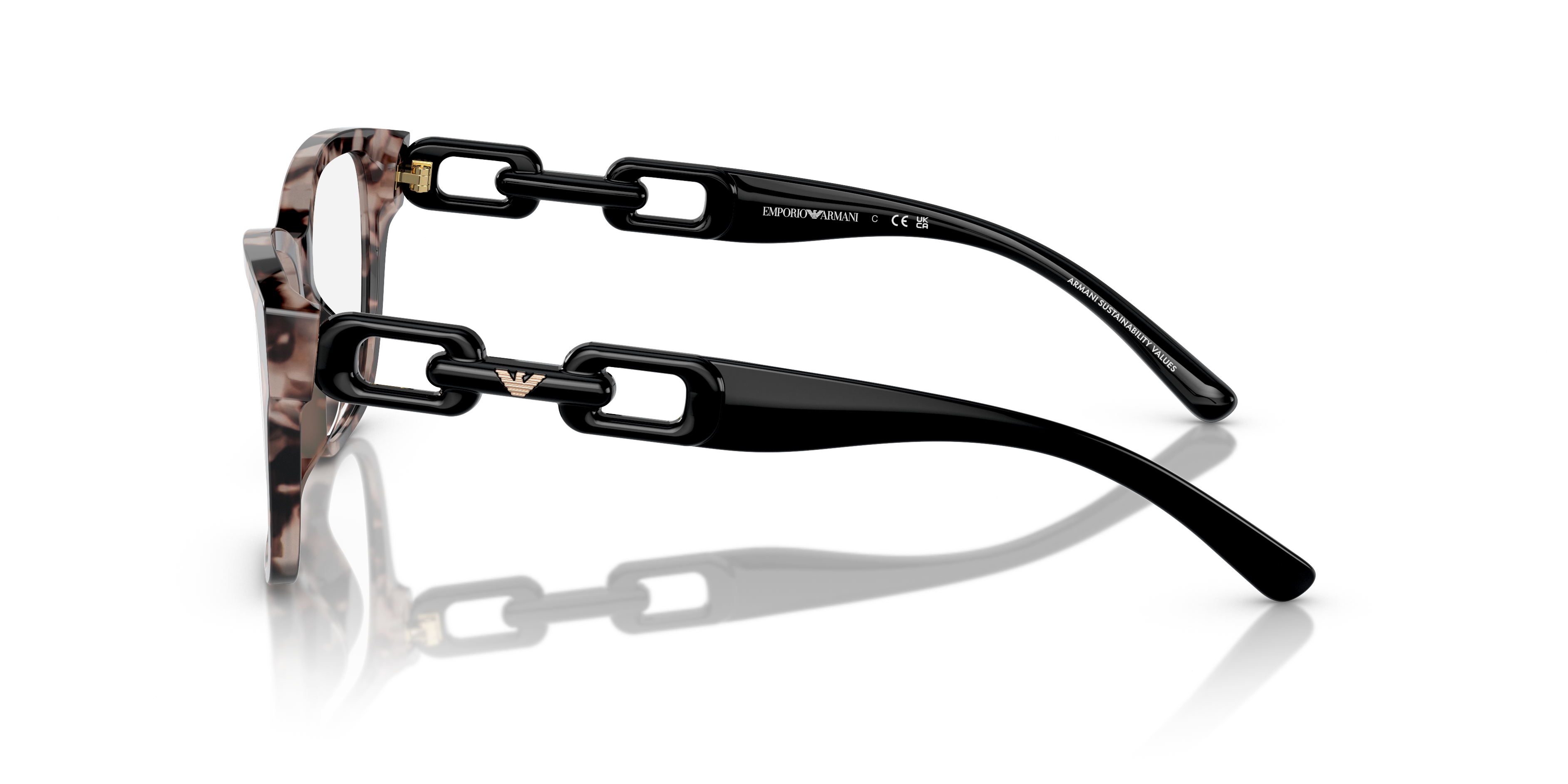 EA3222U Glanzend Roze Havana AcetaatEyeglass Frames van B24, Zijaanzicht