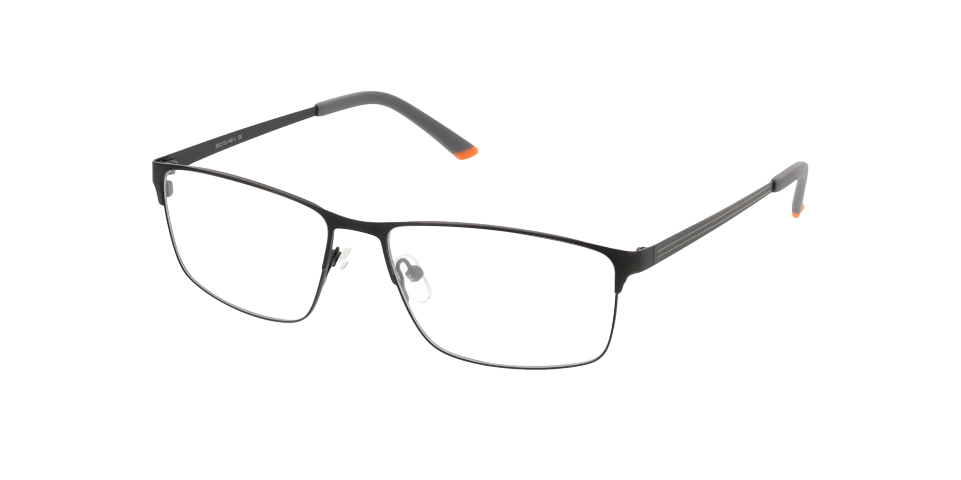 Turin Zwart MetaalEyeglass Frames van B24, Hoekweergave