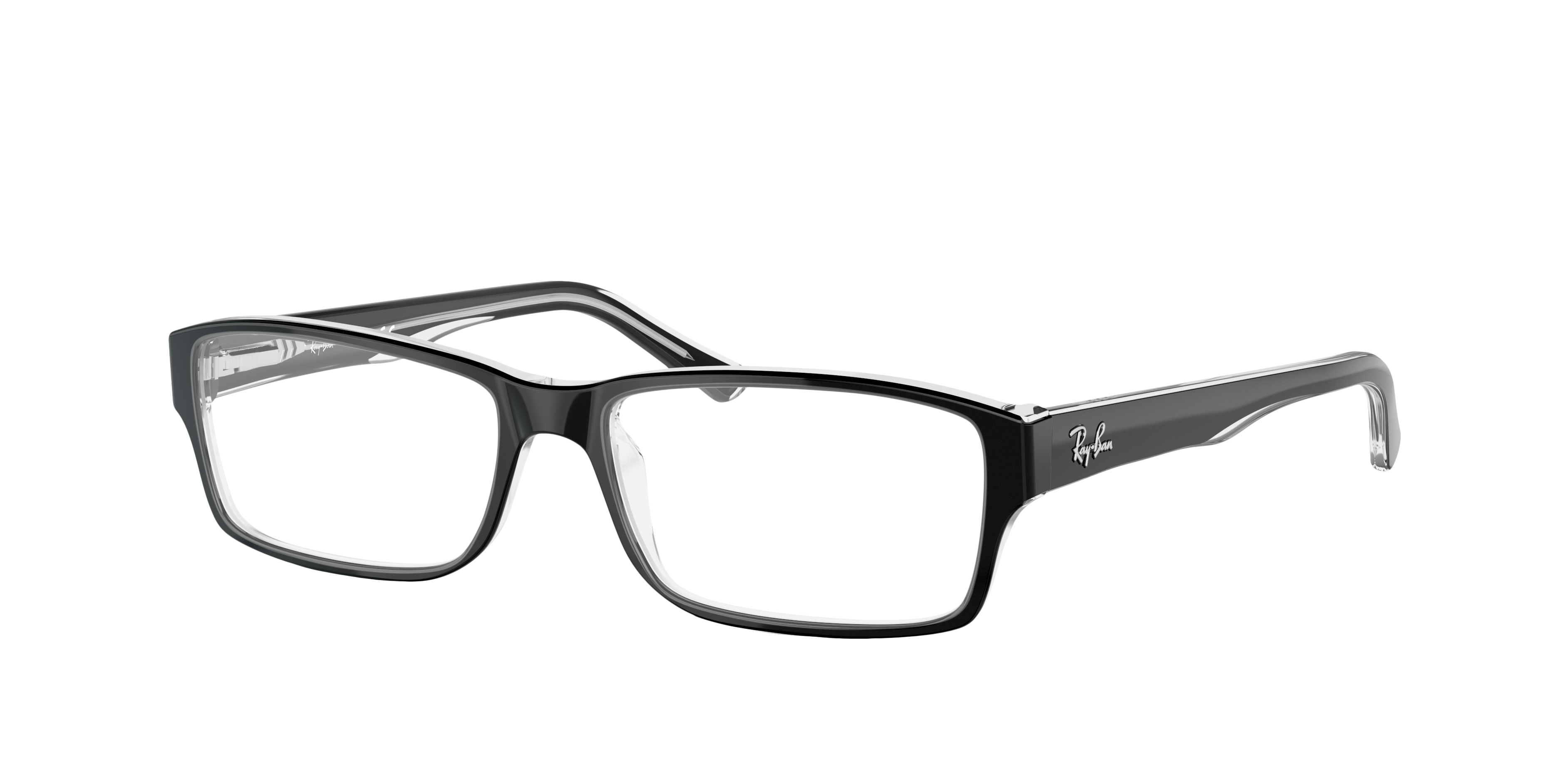 RB5169 Zwart op transparant AcetaatEyeglass Frames van B24, Hoekweergave