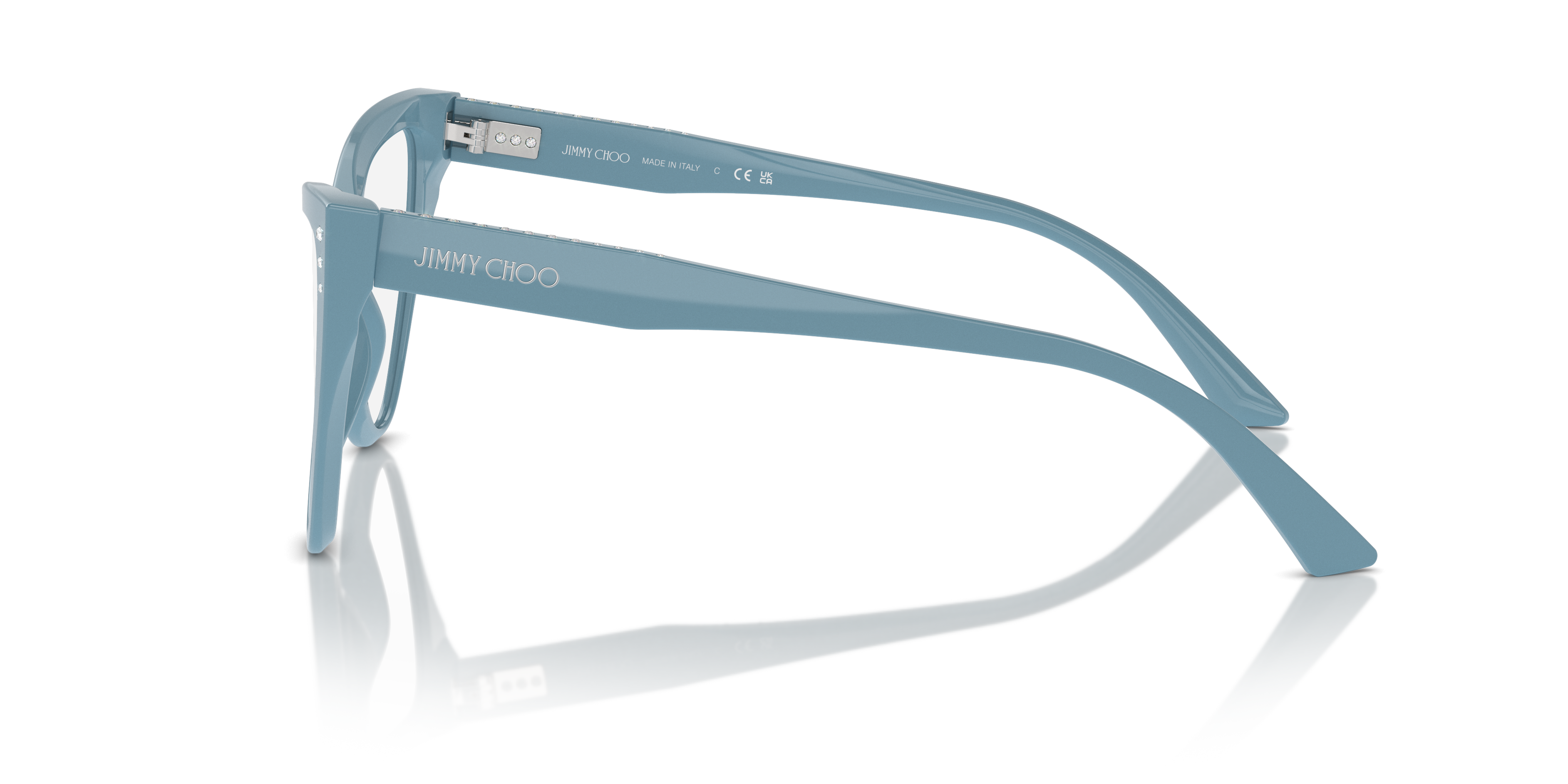 JC3004B Blauw AcetaatEyeglass Frames van B24, Zijaanzicht