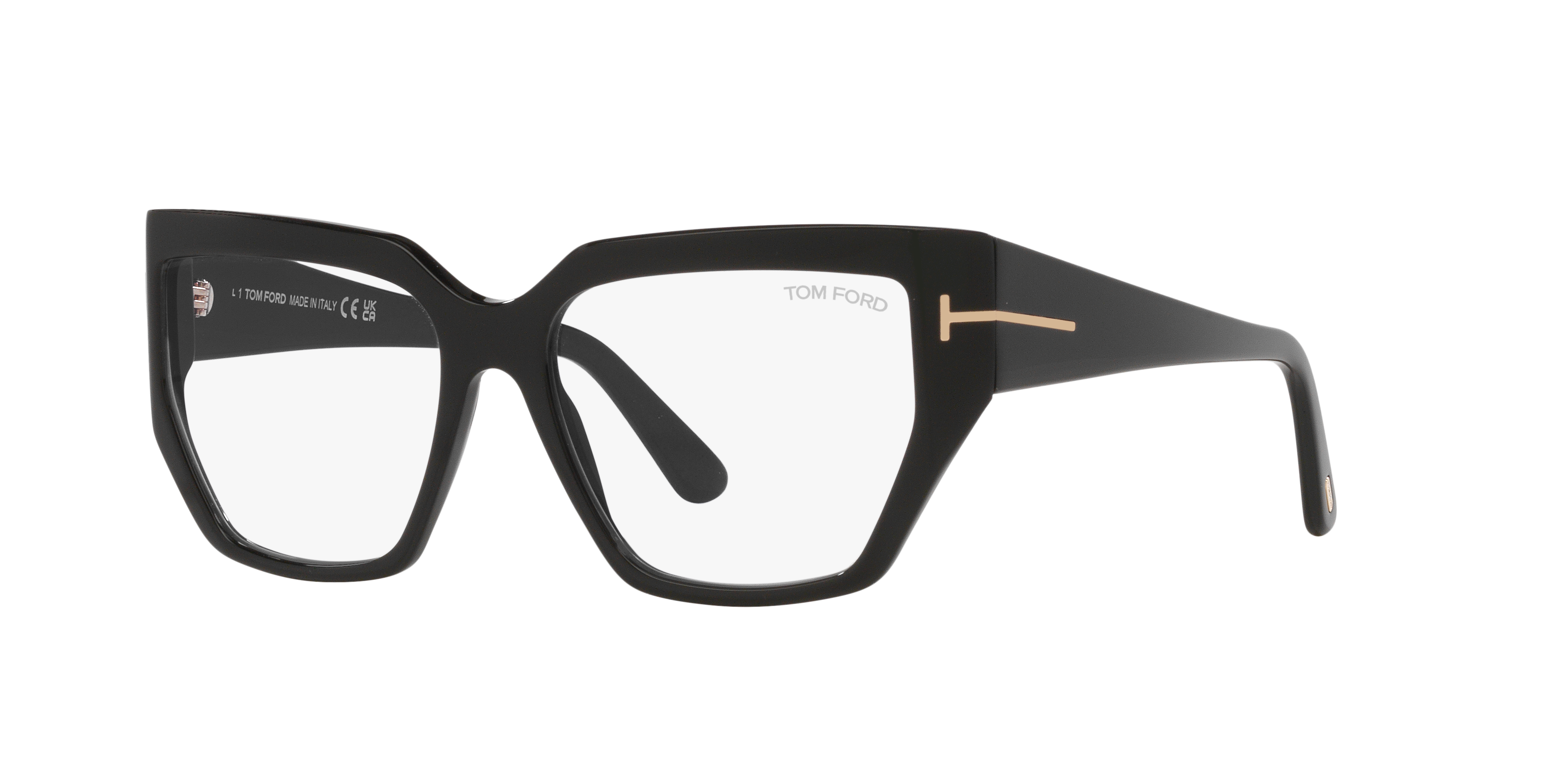 FT5951-B Glänzendes Schwarz AcetatEyeglass Frames von B24, Dreiviertelansicht