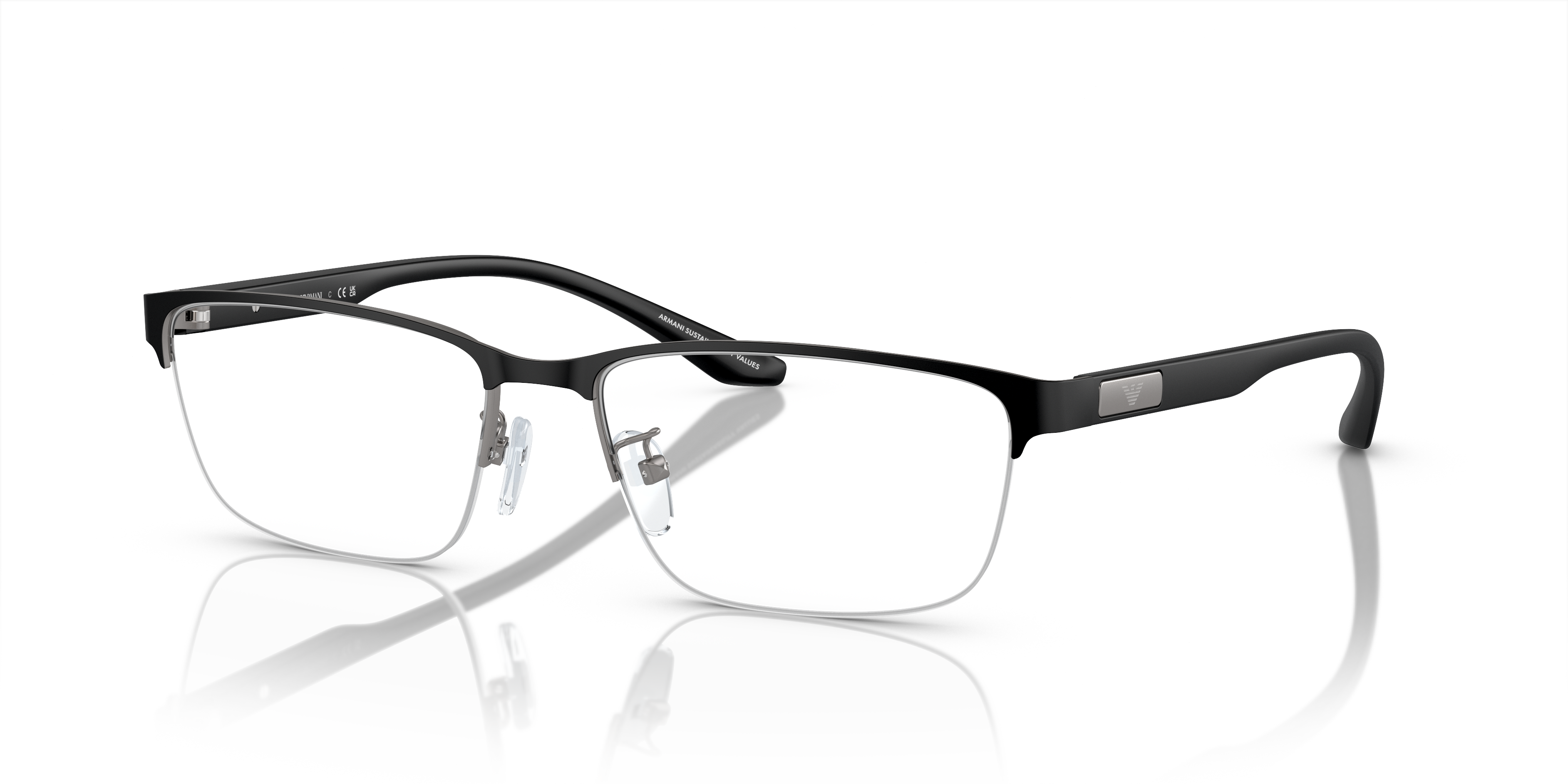 EA1147 Mat staalgrijs & zwart MetaalEyeglass Frames van B24, Hoekweergave