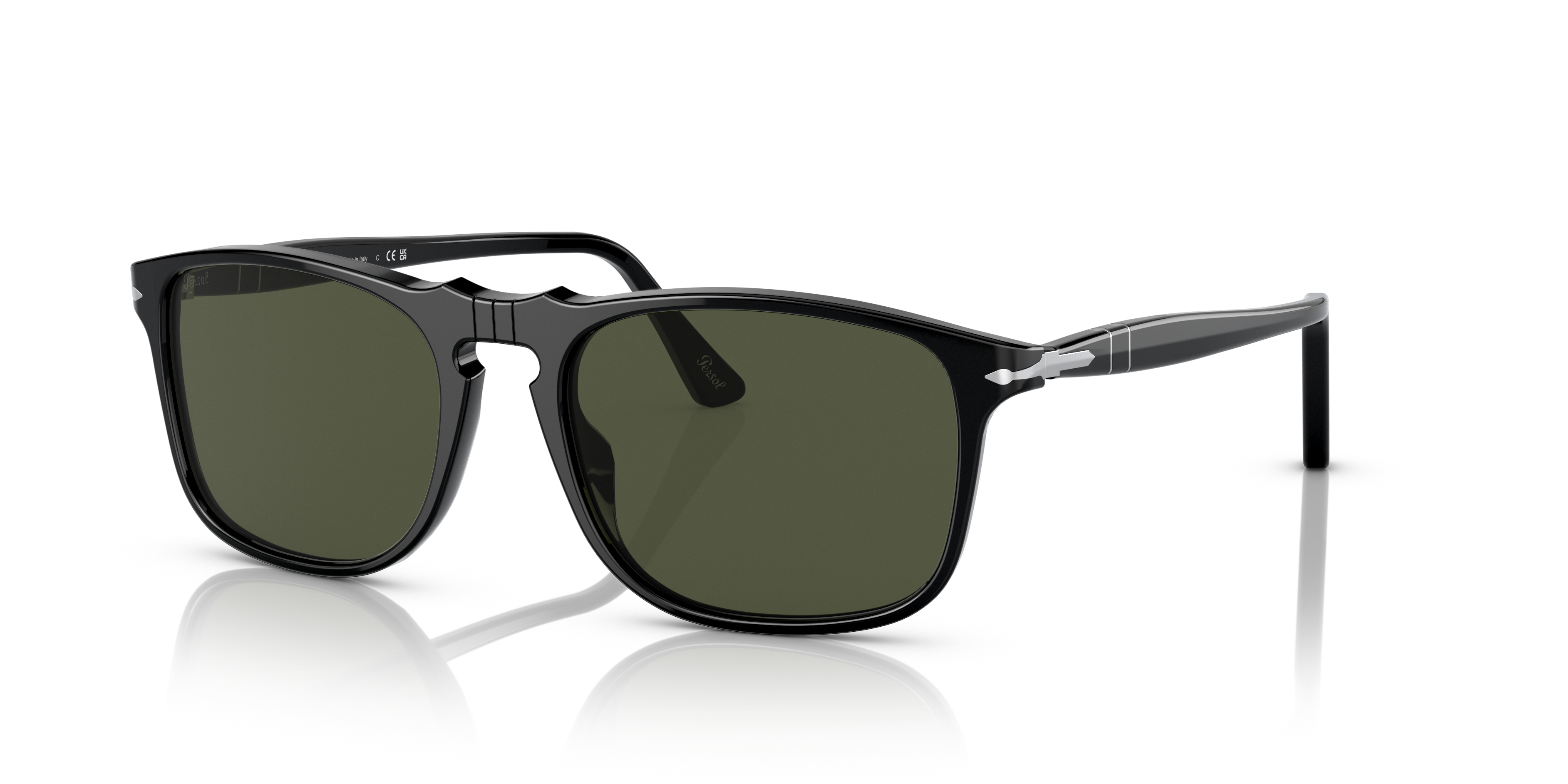 PO3059S Zwart AcetaatSunglass Frames van B24, Hoekweergave