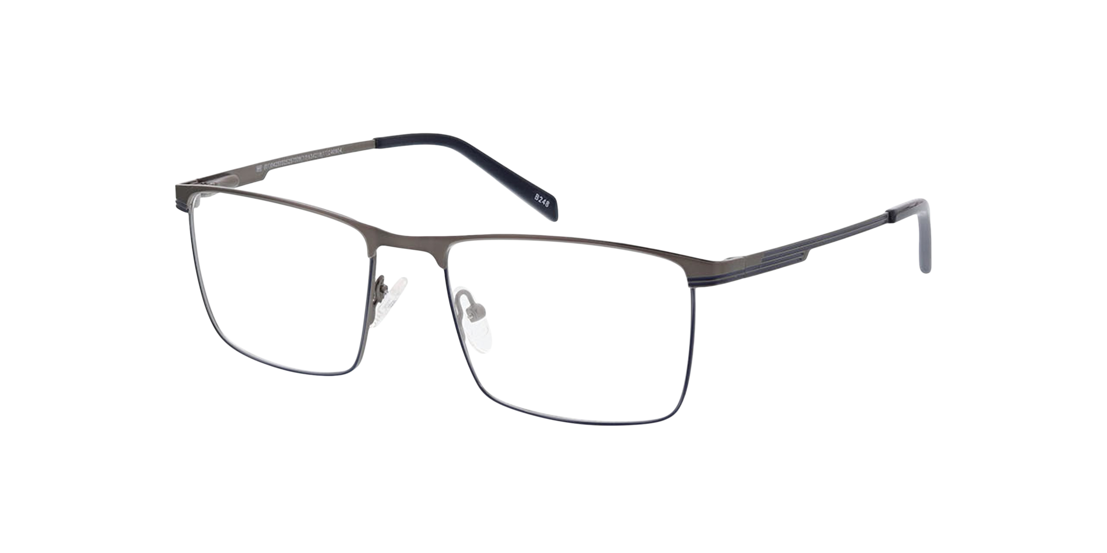 Stoke Satin Gun  &  Matt Blue MetallEyeglass Frames von B24, Dreiviertelansicht