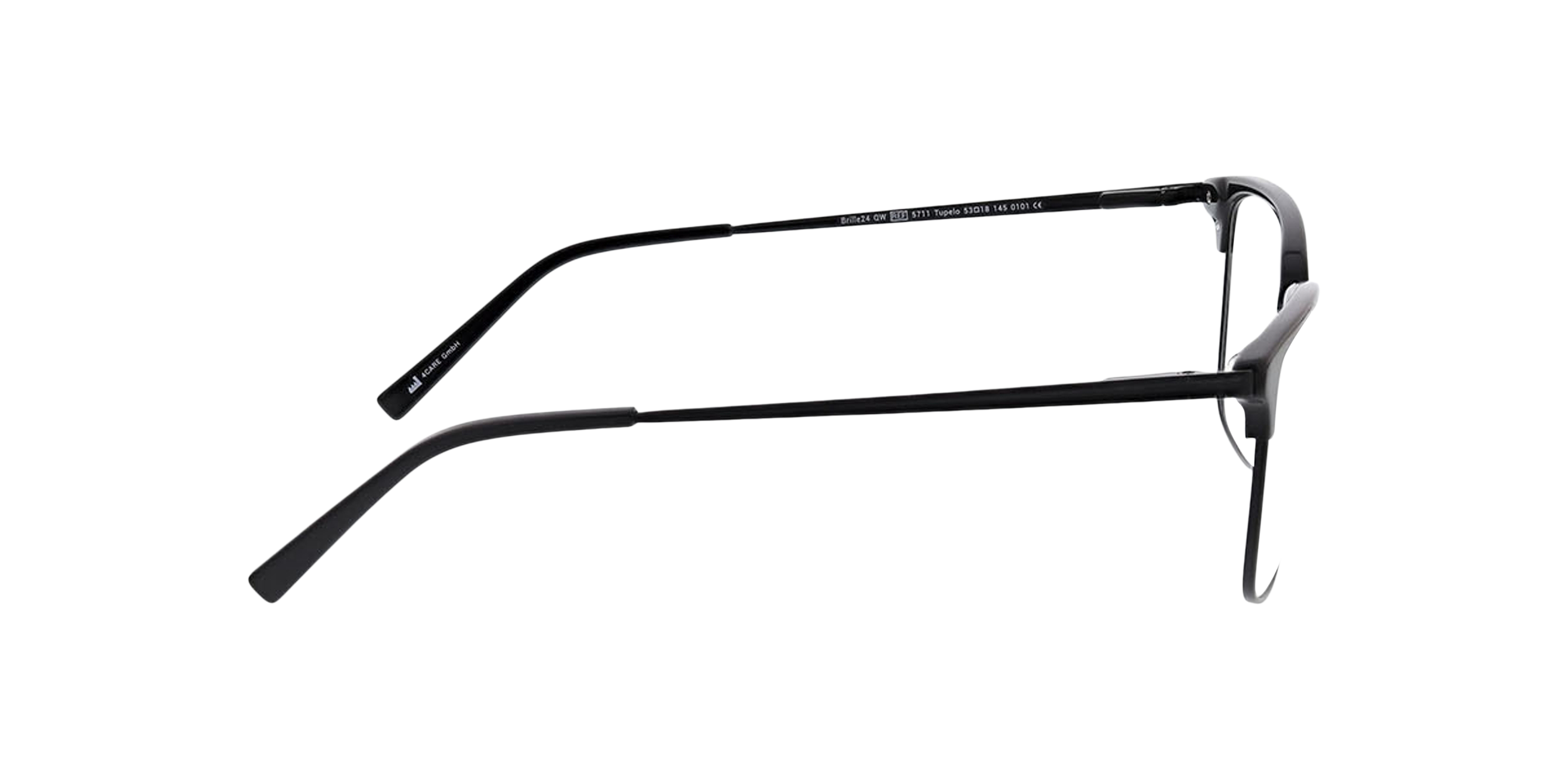 Tupelo Zwart  &  matzwart MetaalEyeglass Frames van B24, Zijaanzicht