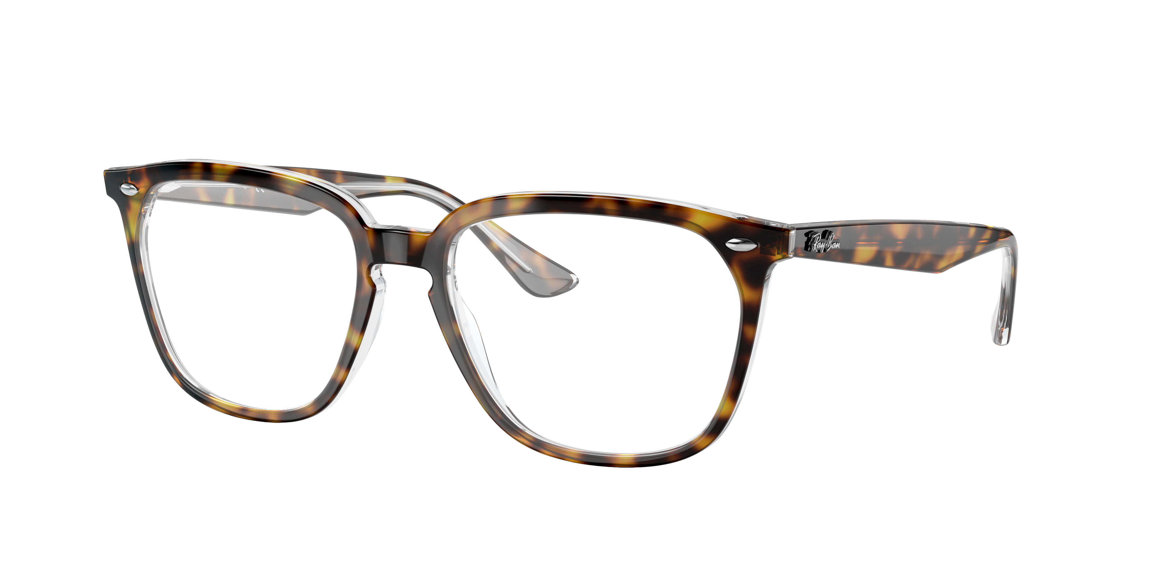 RB4362V Havana op transparant AcetaatEyeglass Frames van B24, Hoekweergave