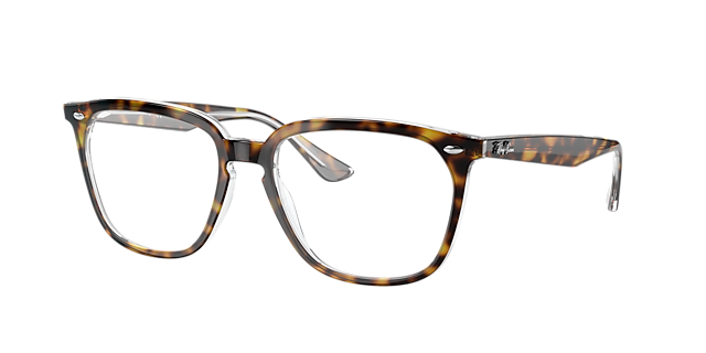 RB4362V Havana op transparant AcetaatEyeglass Frames van B24, Hoekweergave