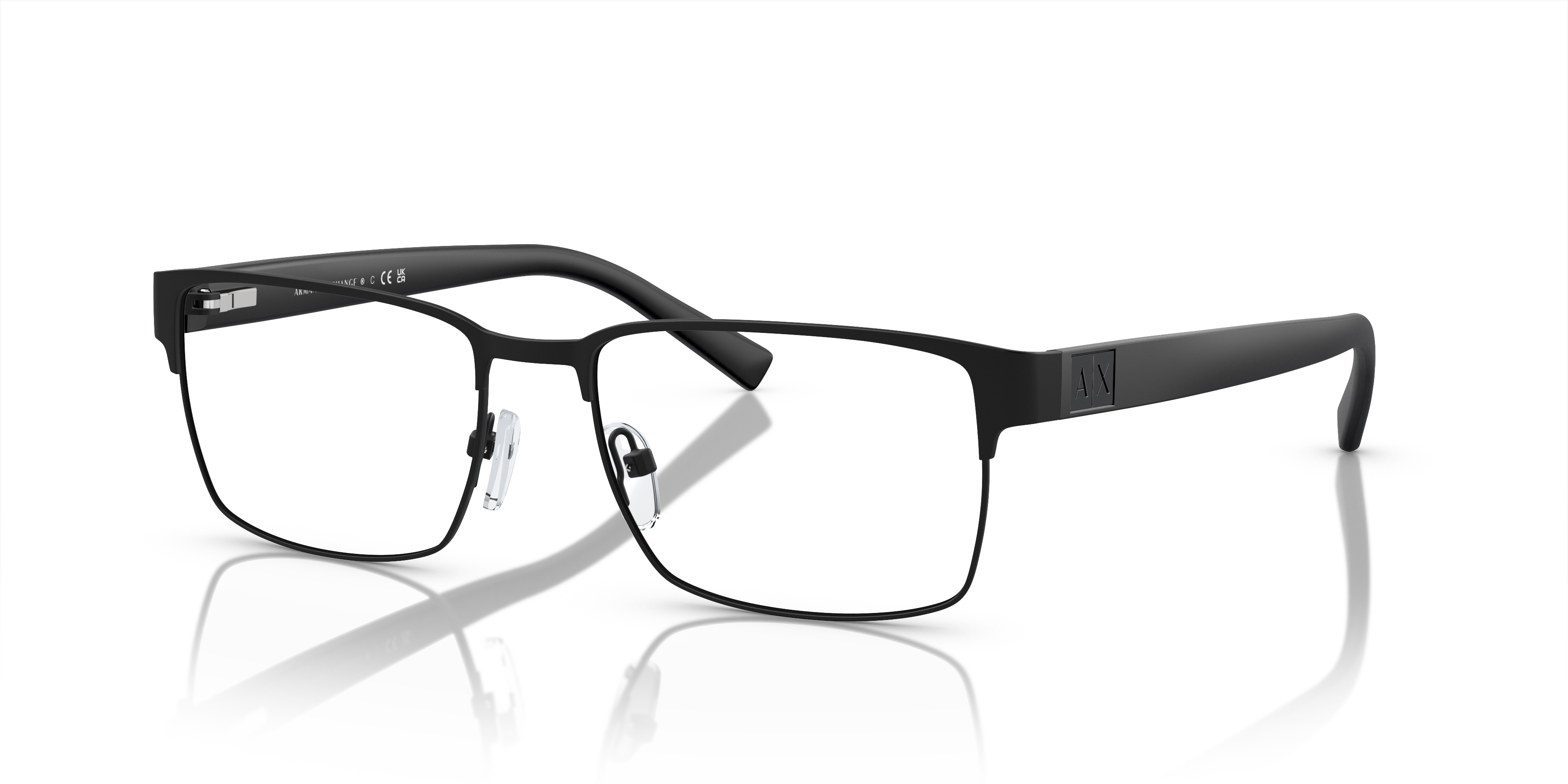 AX1019 Matzwart MetaalEyeglass Frames van B24, Hoekweergave