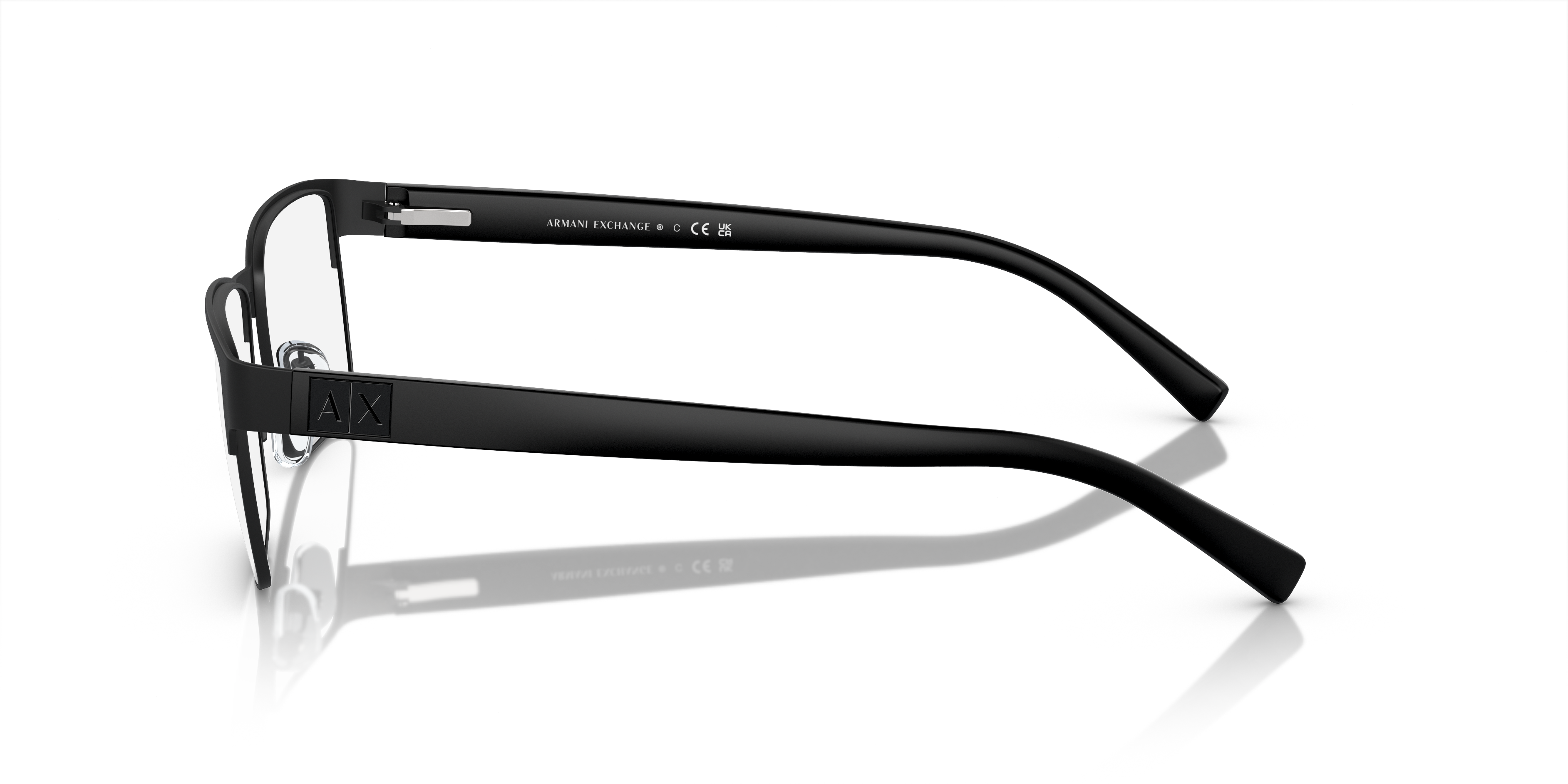 AX1019 Matzwart MetaalEyeglass Frames van B24, Zijaanzicht