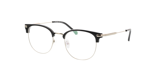 Wimbledon Zwart & Zilver MetaalEyeglass Frames van B24, Hoekweergave