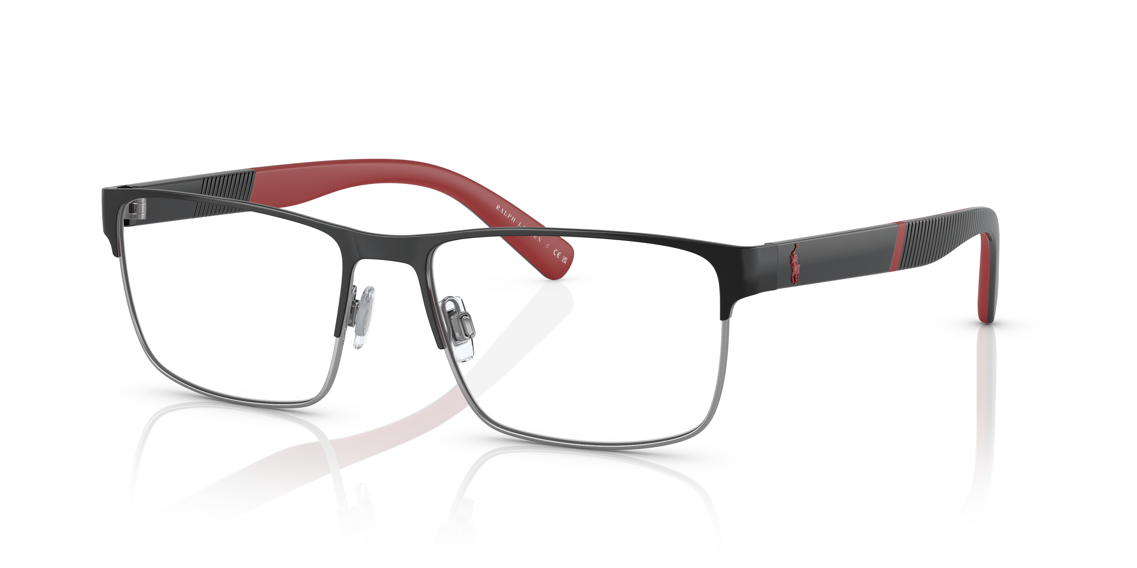 PH1215 Shiny Black & Gunmetal MetaalEyeglass Frames van B24, Hoekweergave