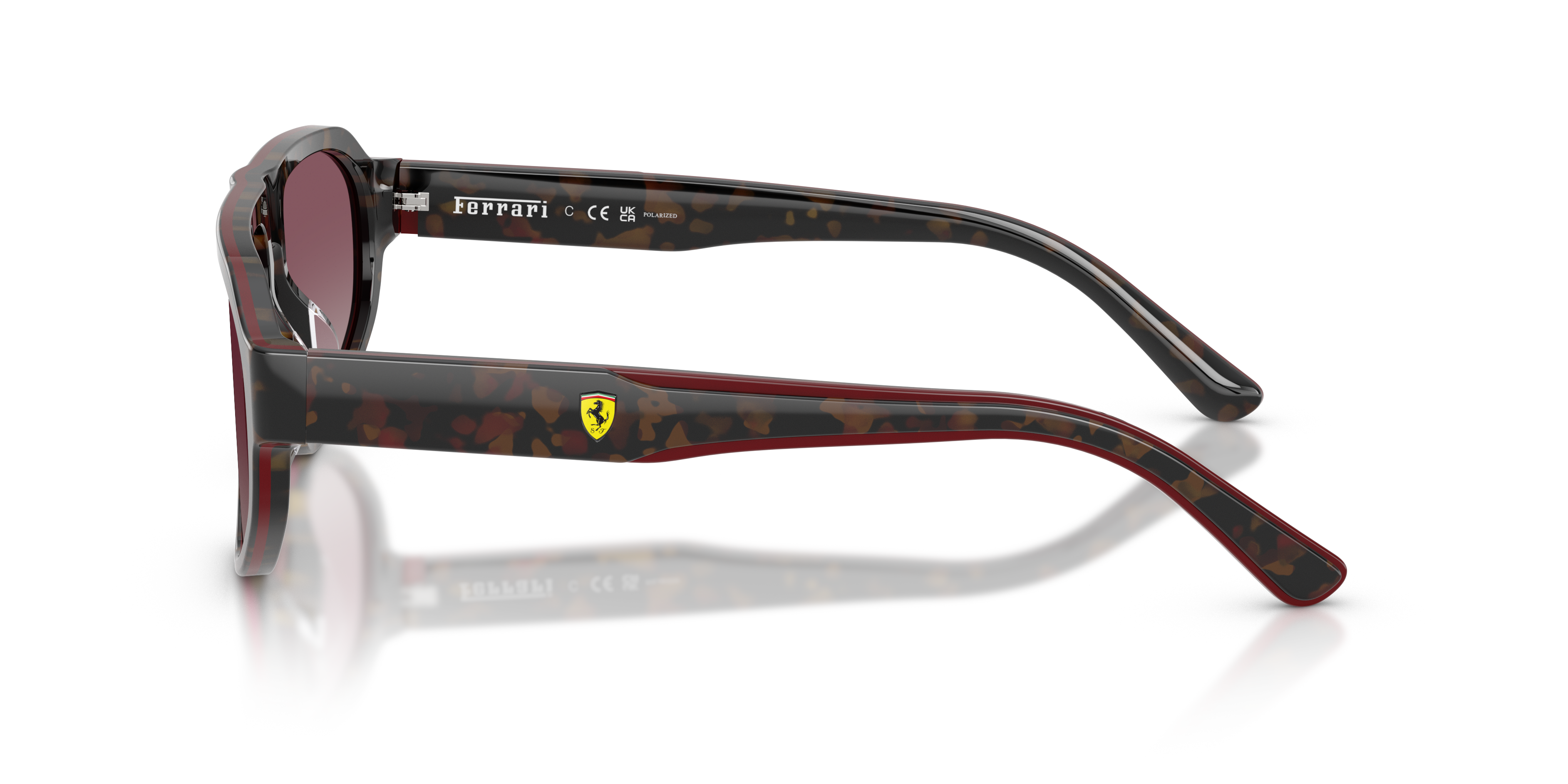 FZ6027U Burgundy Havana AcetaatSunglass Frames van B24, Zijaanzicht