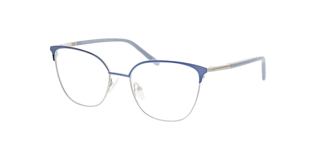Emma Light Blue  &  Silver MetallEyeglass Frames von B24, Dreiviertelansicht