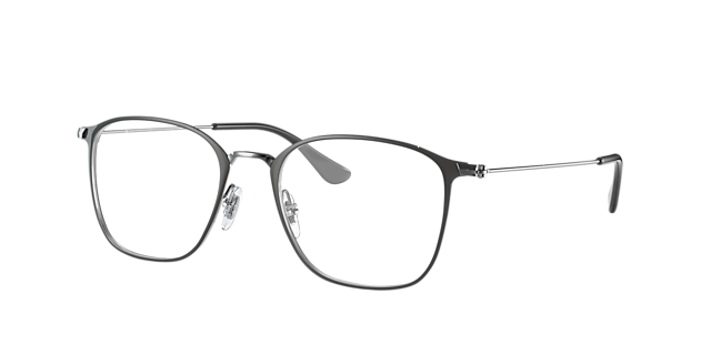 RB6466 Grau auf Gunmetal MetallEyeglass Frames von B24, Dreiviertelansicht