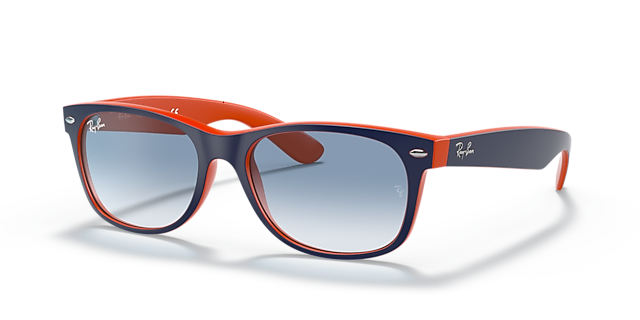 RB2132 Blauw op Oranje KunststofSunglass Frames van B24, Hoekweergave