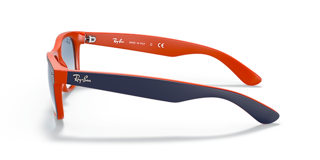 RB2132 Blauw op Oranje KunststofSunglass Frames van B24, Zijaanzicht