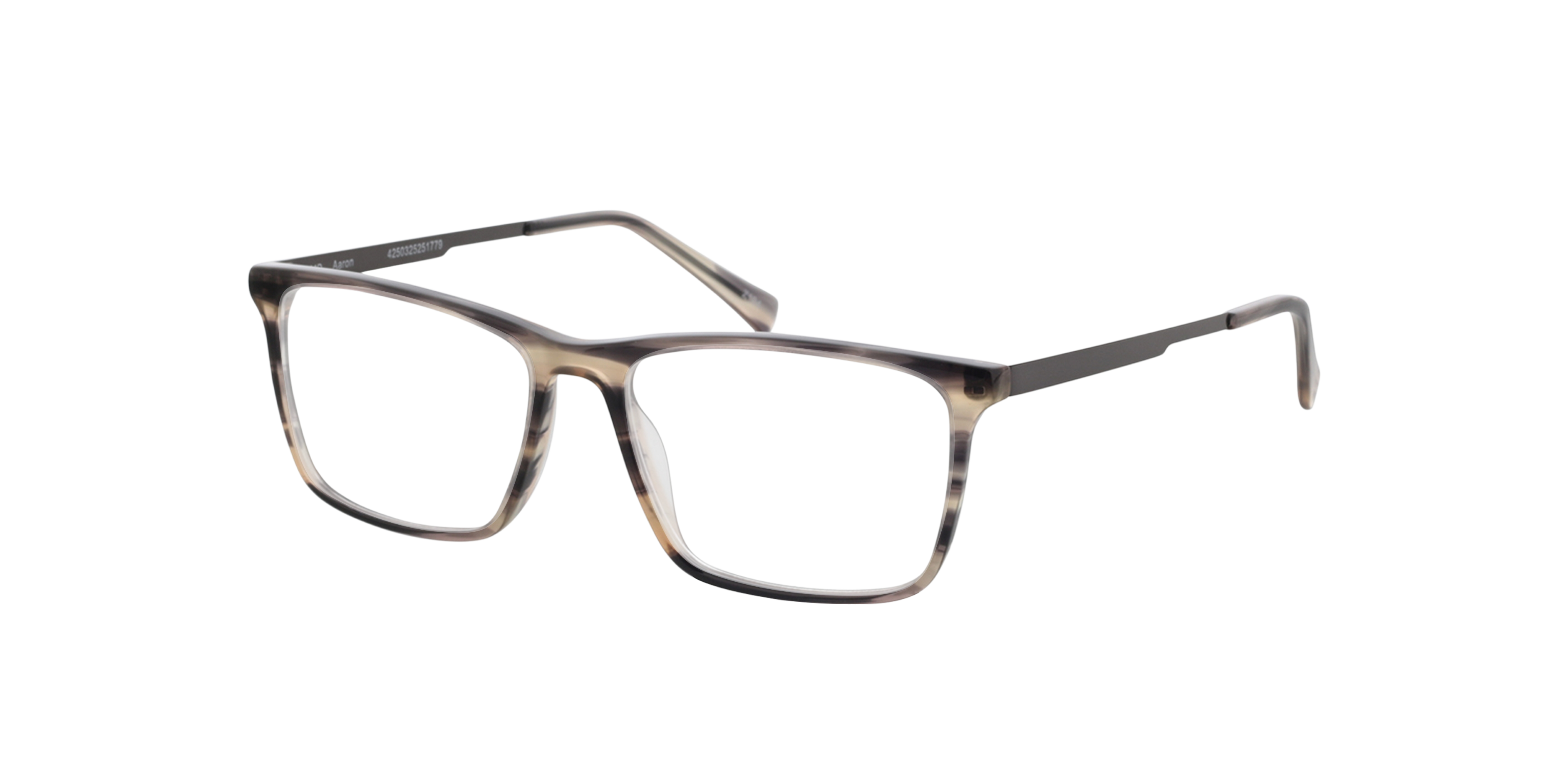 Aaron Grijs hoorn  &  mat gunmetal AcetaatEyeglass Frames van B24, Hoekweergave