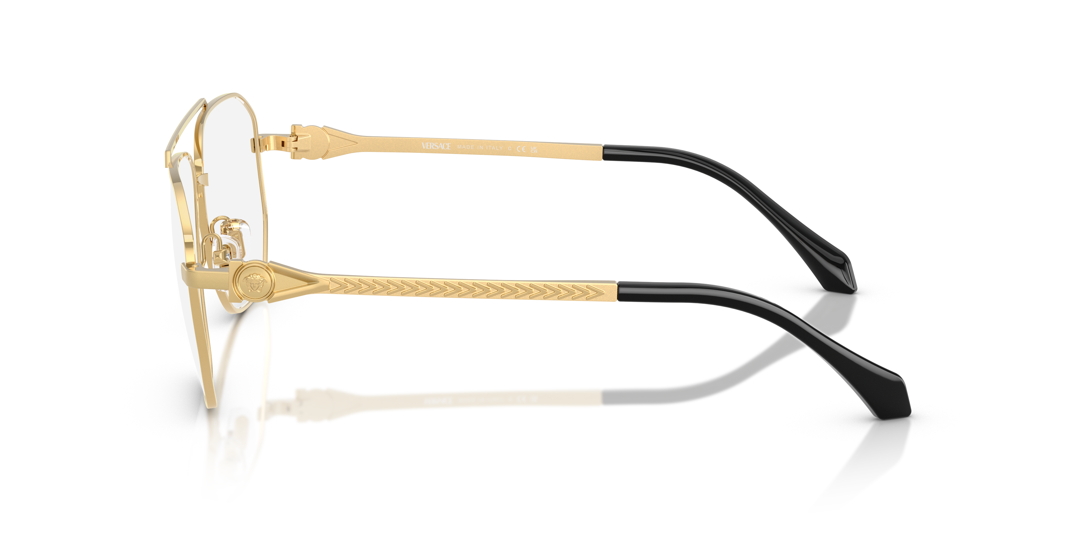 VE1307 Goud MetaalEyeglass Frames van B24, Zijaanzicht