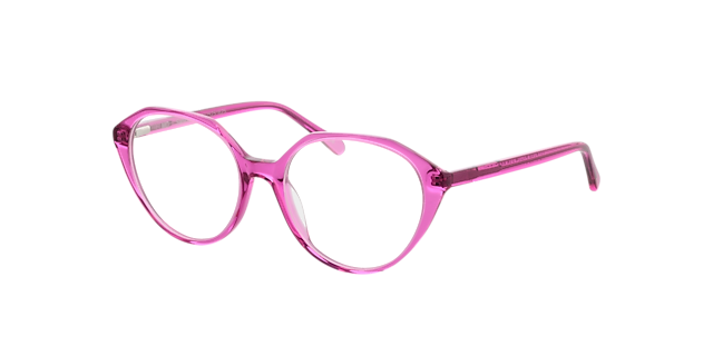 Sabine Kristal fluoriserend roze AcetaatEyeglass Frames van B24, Hoekweergave