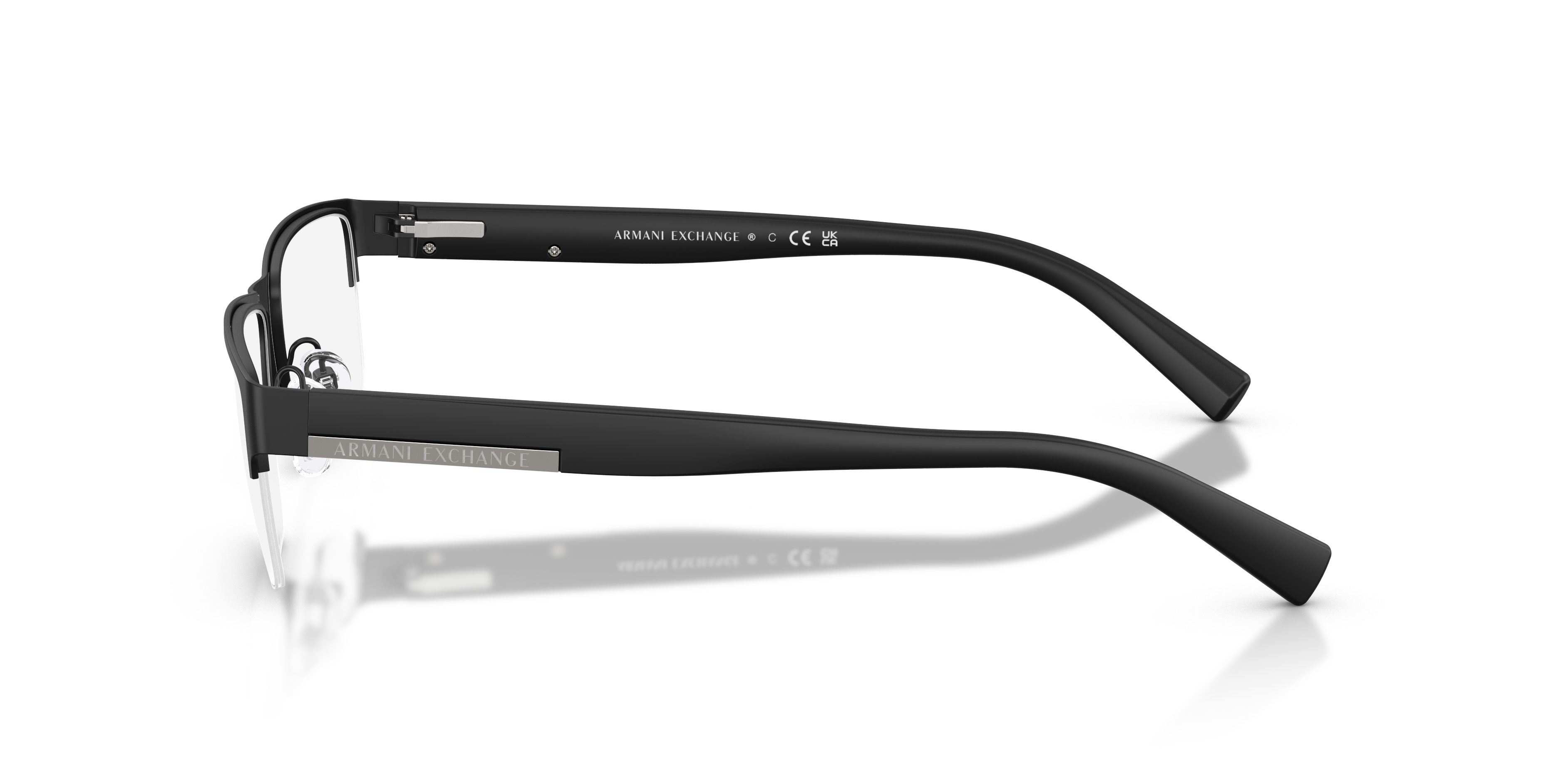AX1018 Matzwart MetaalEyeglass Frames van B24, Zijaanzicht