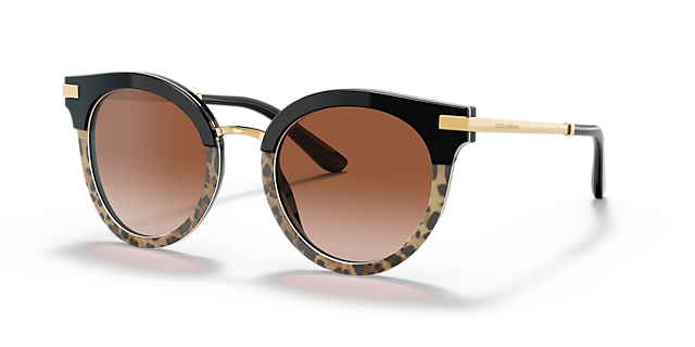 DG4394 Zwart & luipaardprint AcetaatSunglass Frames van B24, Hoekweergave