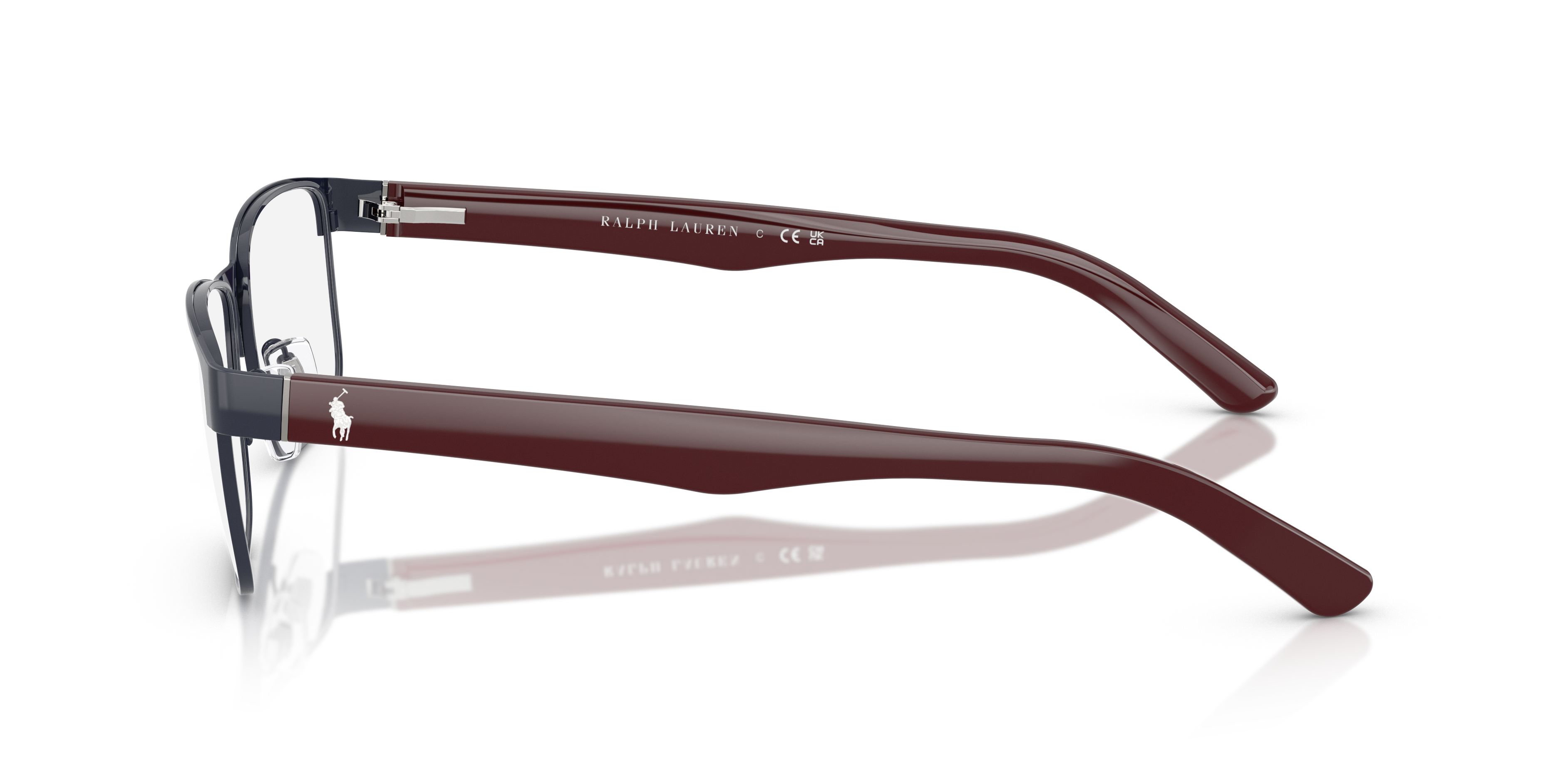 PH1157 Shiny Navy Blue MetallEyeglass Frames von B24, Seitenansicht