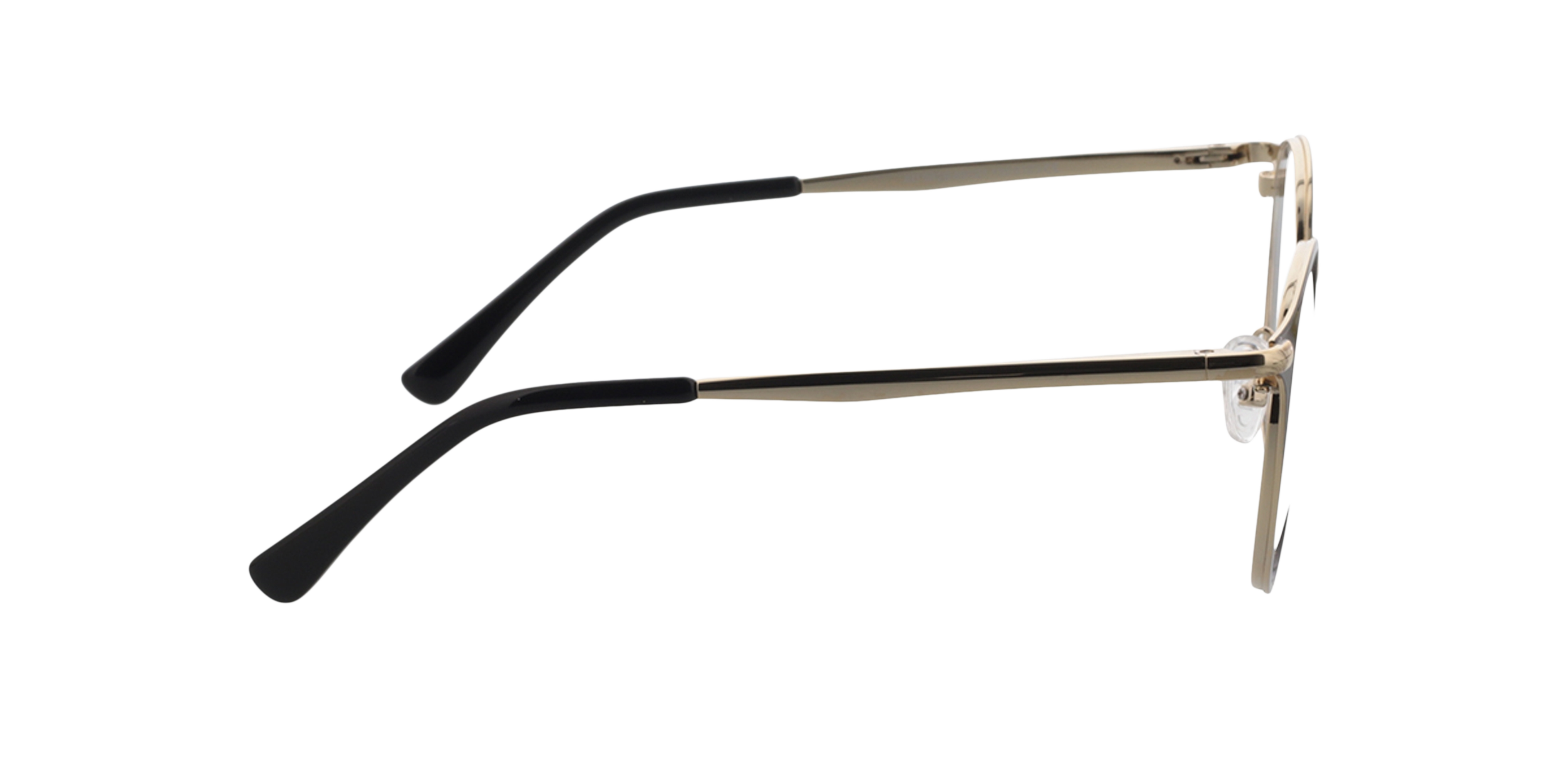 Nitra Schwarz & Gold MetallEyeglass Frames von B24, Seitenansicht