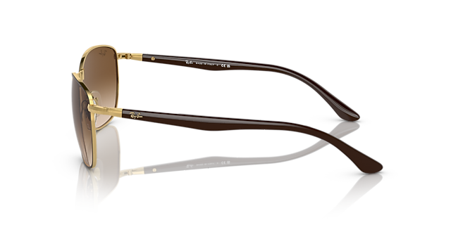 RB3702 Bruin op Goud MetaalSunglass Frames van B24, Zijaanzicht
