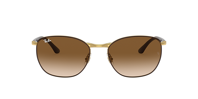 RB3702 Bruin op Goud MetaalSunglass Frames van B24, met getinte lenzen