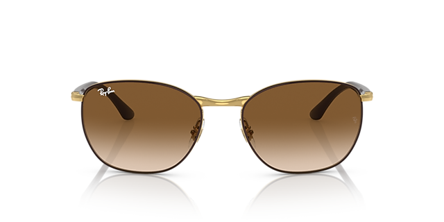 RB3702 Bruin op Goud MetaalSunglass Frames van B24, Vooraanzicht