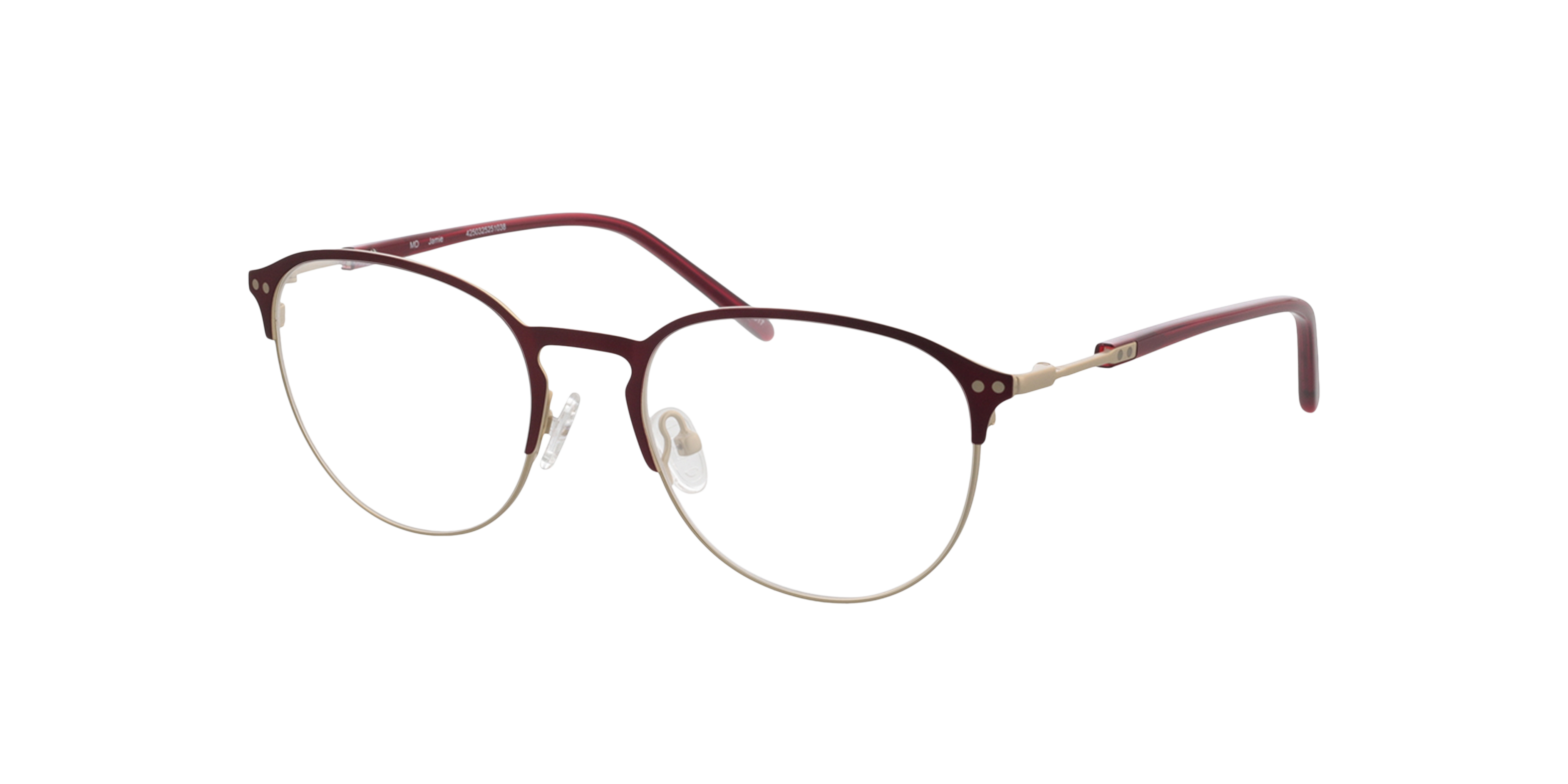 Jamie Satijn goud  &  matrood MetaalEyeglass Frames van B24, Hoekweergave