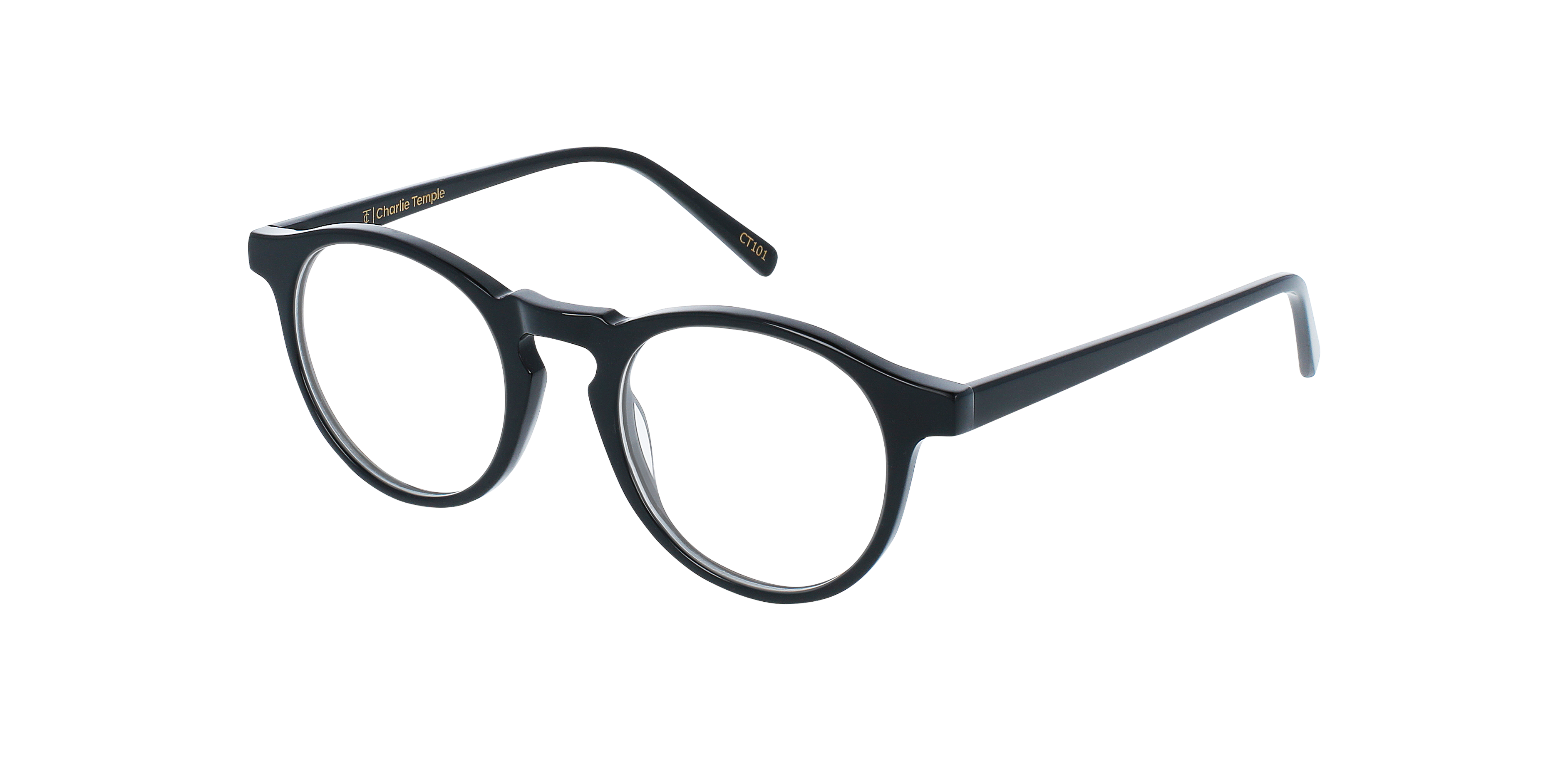 Sam Jet Black AcetatEyeglass Frames von B24, Dreiviertelansicht