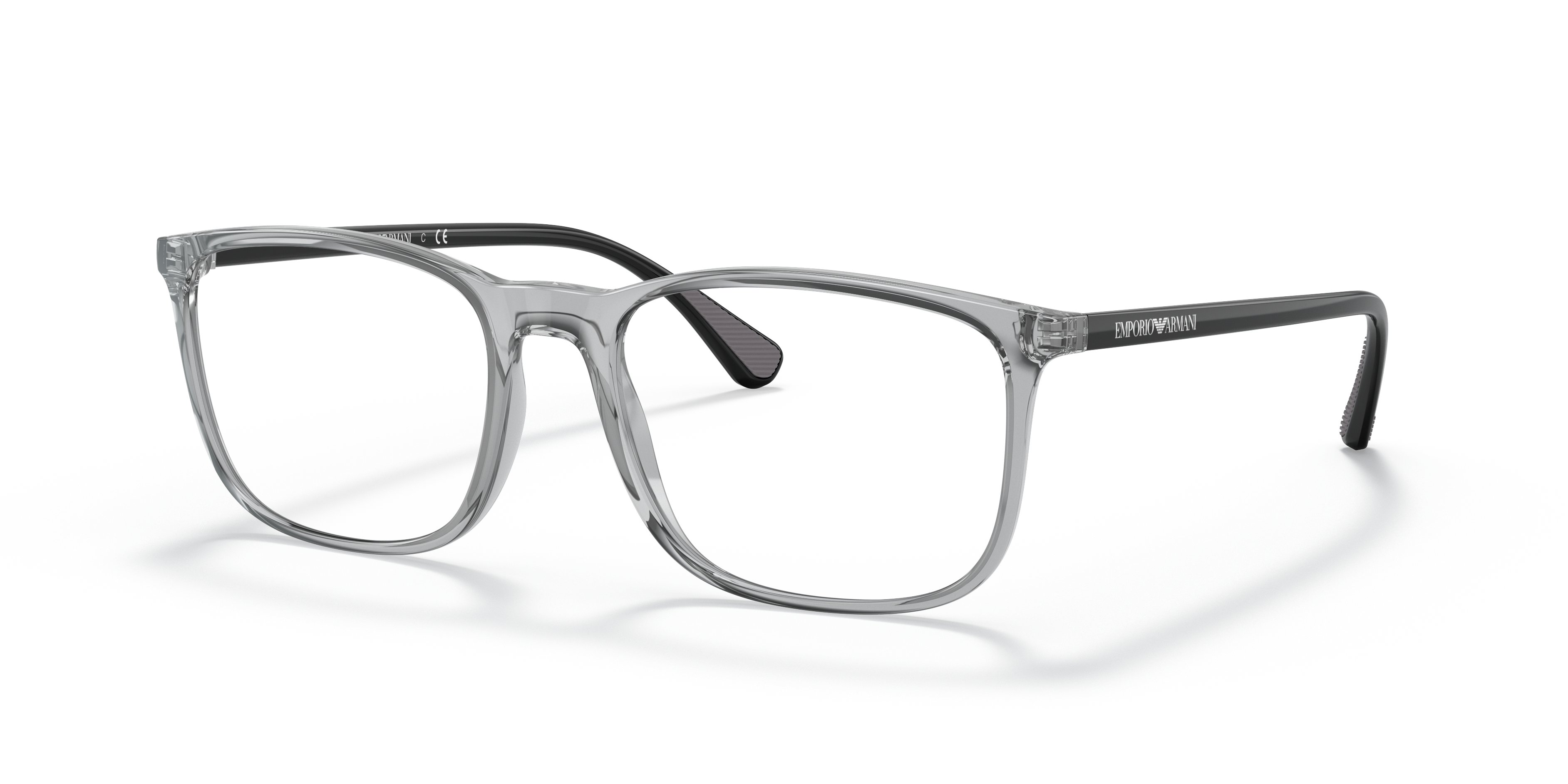 EA3177 Glänzendes transparentes Grau KunststoffEyeglass Frames von B24, Dreiviertelansicht